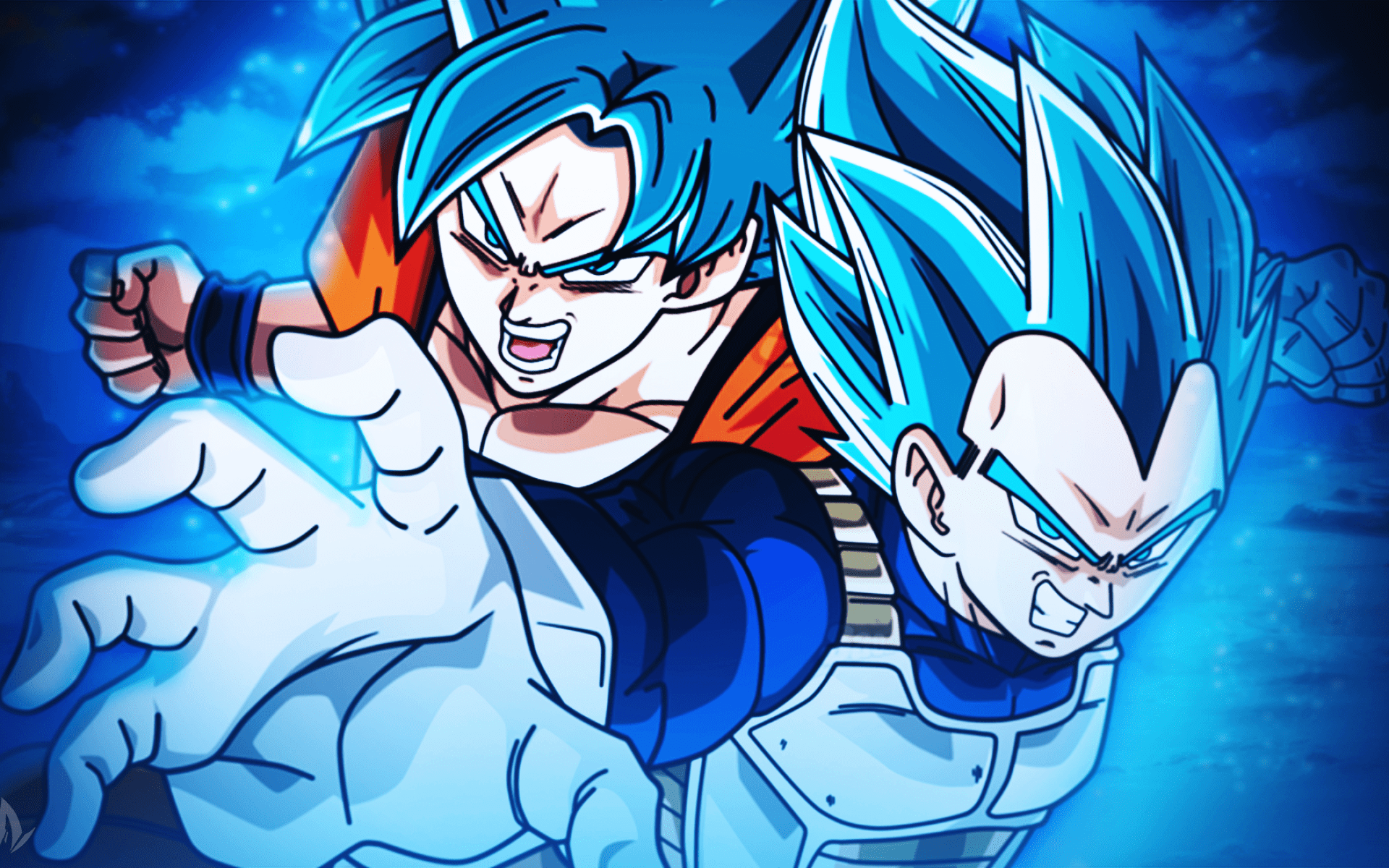 1920x1200 Download wallpaper Goku, Vegeta, art, Dragon Ball, DBS, Dragon Ball Super, Son Goku for desktop with resolution 1920x1200. High Quality HD picture wallpaper
