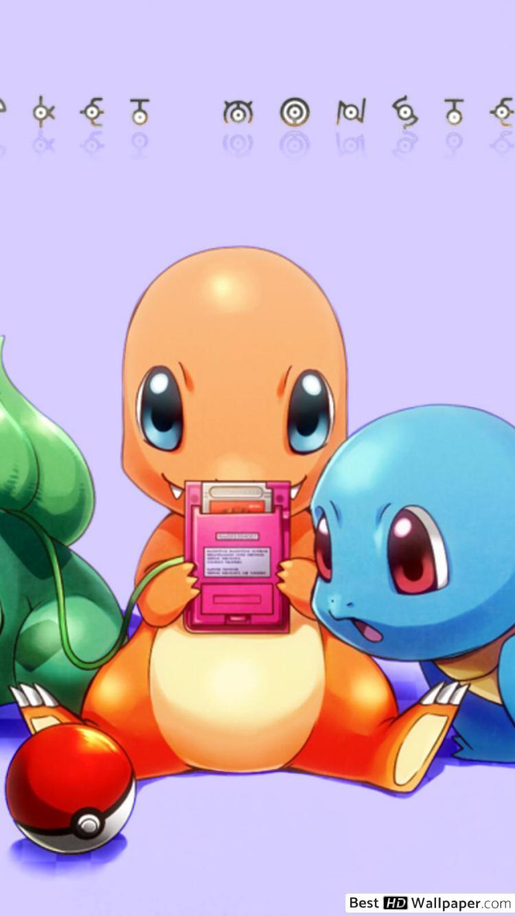 750x1334 Baby Pokemons : Bulbasaur, Charmande & Squirtle HD wallpaper download