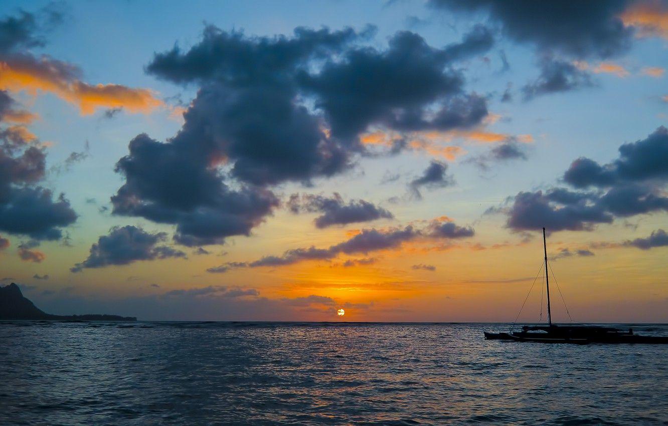 1332x850 Wallpaper sunset, Hawaii, Hawaii, Kauai, The Pacific ocean, Pacific ocean, The Island Of Kauai image for desktop, section пейзажи