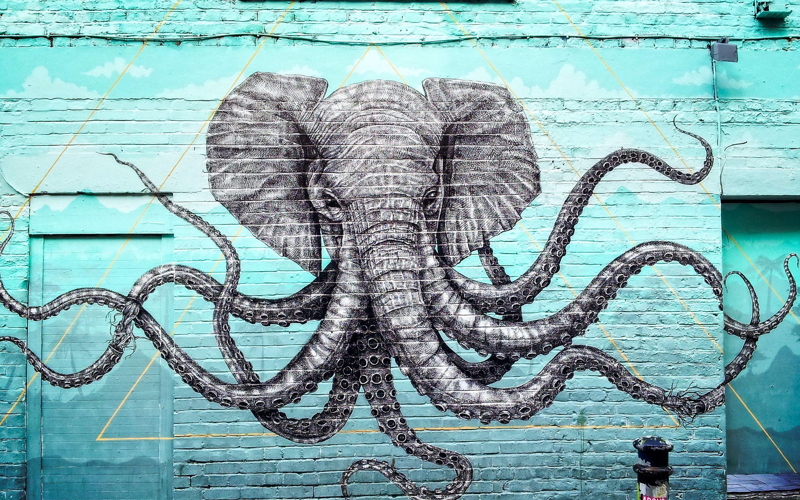 2560x1600 Download wallpaper 2560x1600 graffiti, elephant, octopus, tentacles, art widescreen 16:10 HD background