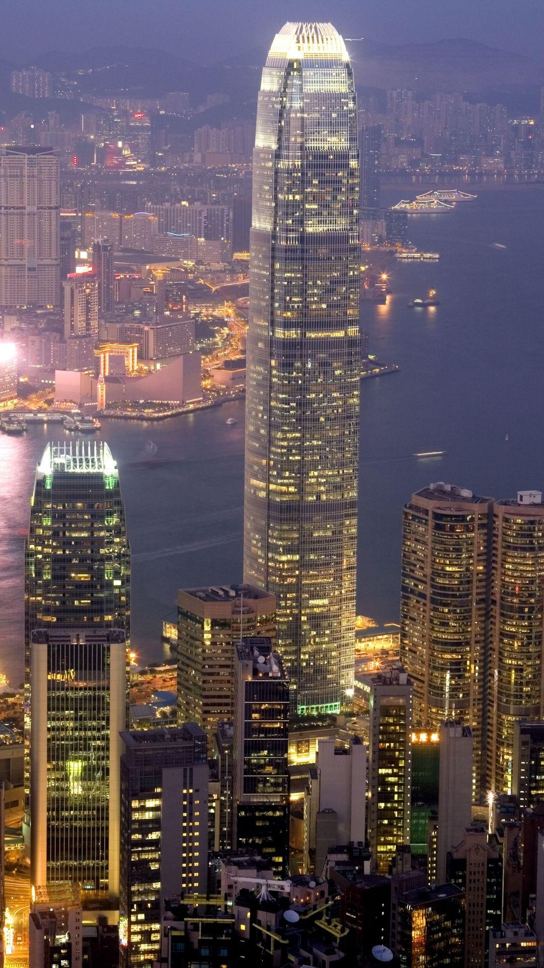 1080x1920 Hong Kong City lights 4K Ultra HD wallpaper
