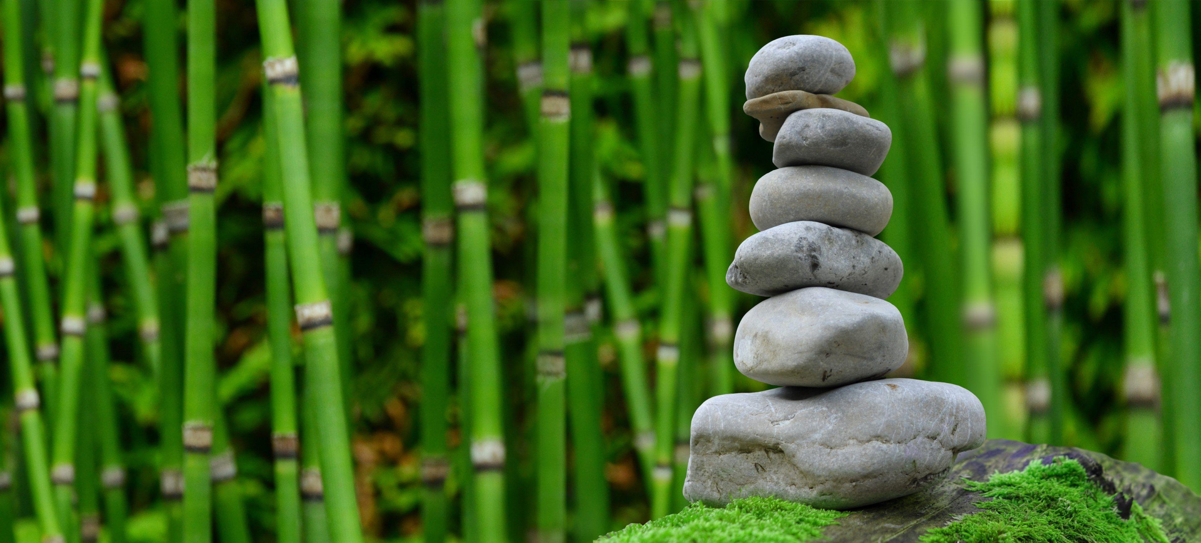 3840x1738 Wallpaper / zen garden meditation monk stones bamboo rest 4k wallpaper