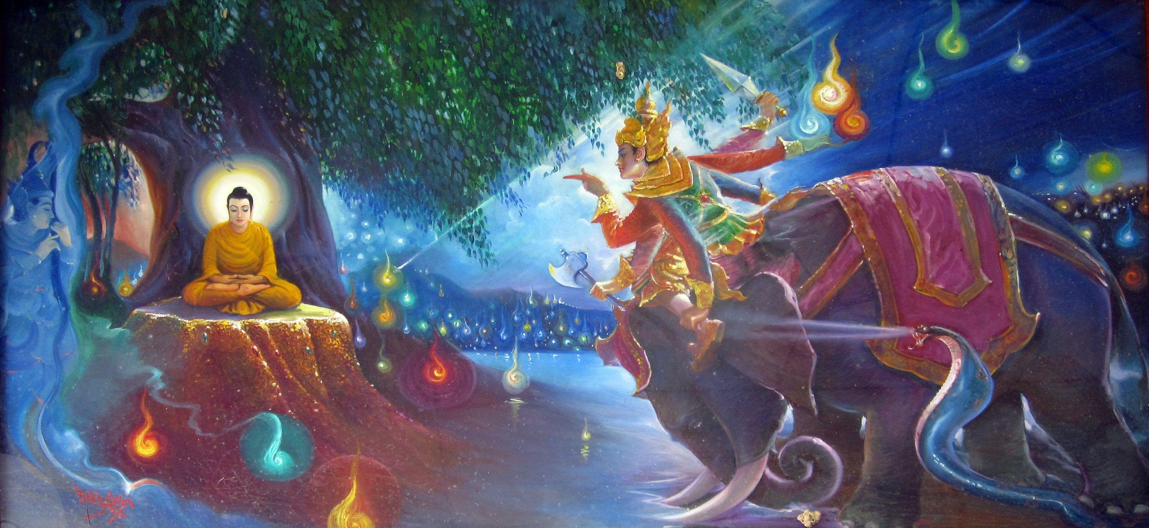 3688x1695 Wallpaper of monastery wall paintings?