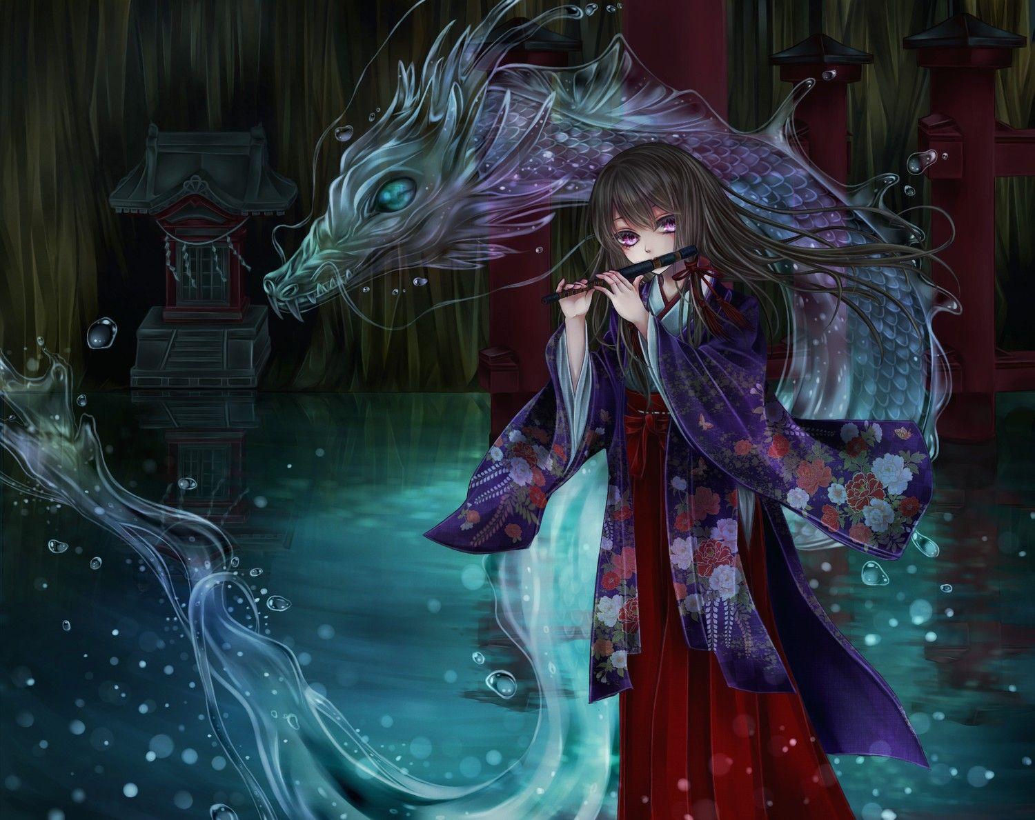1500x1189 Anime Japanese Dragon Girl HD Wallpaper