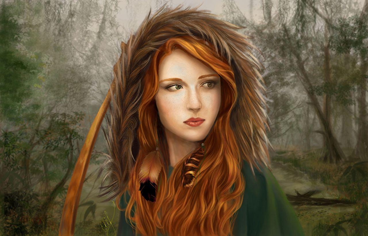1280x821 Wallpaper Girls Redhead girl Hair hooded Fantasy Painting Art
