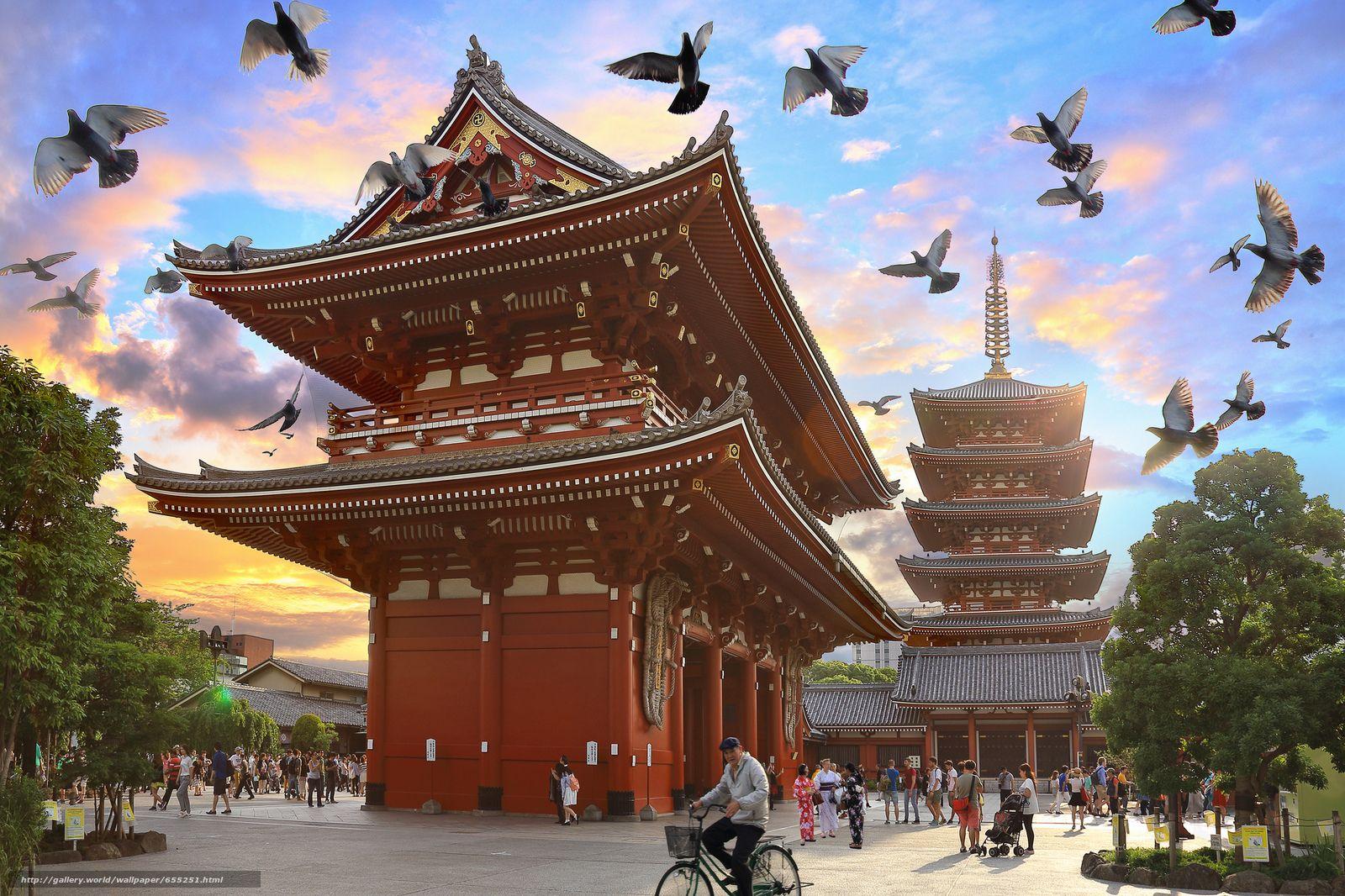 1600x1066 Download wallpaper Asakusa Kannon Temple, Tokyo, Japan free desktop wallpaper in the resolution 2048x1365