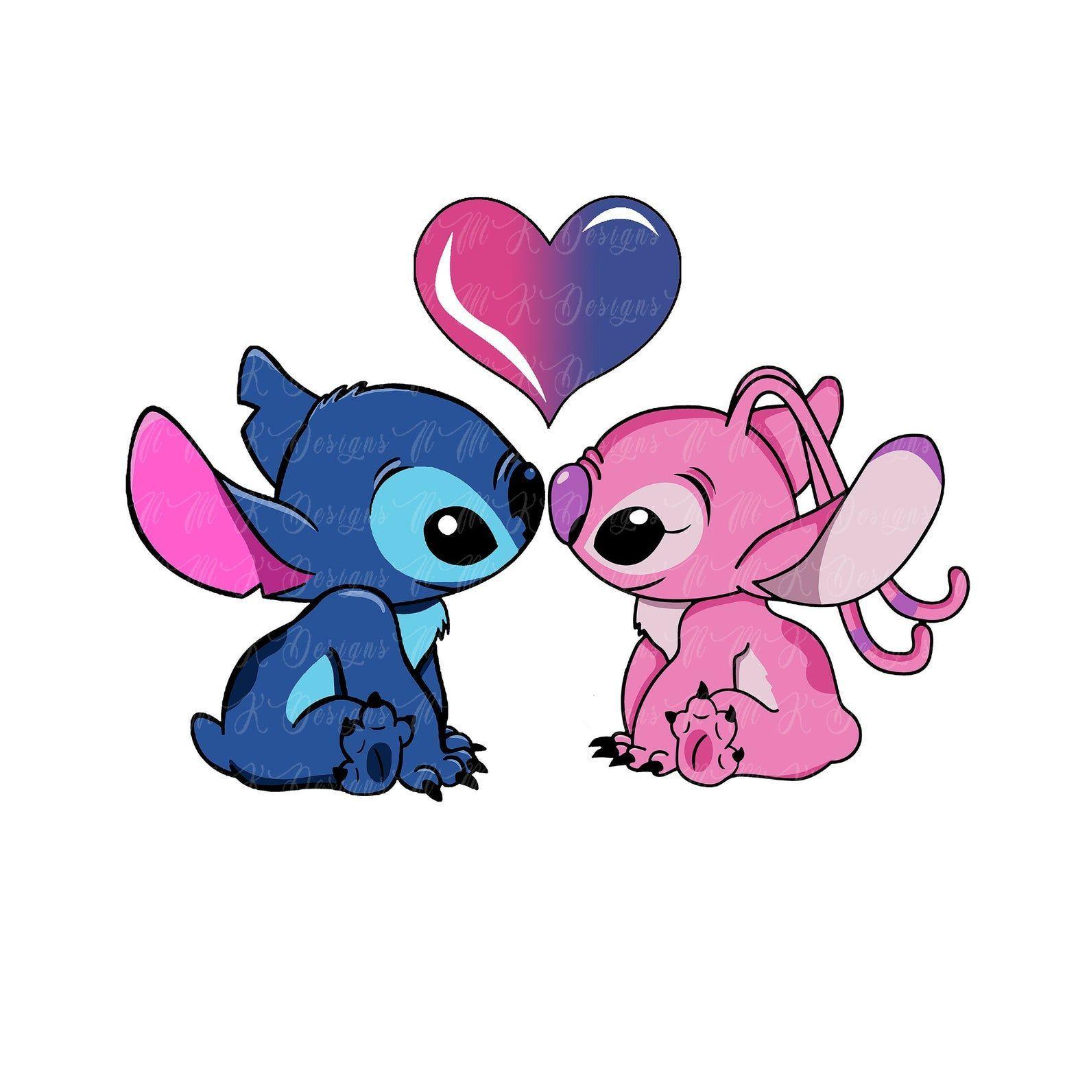 Cute Stitch Drawing Hearts - deepzwalkalone