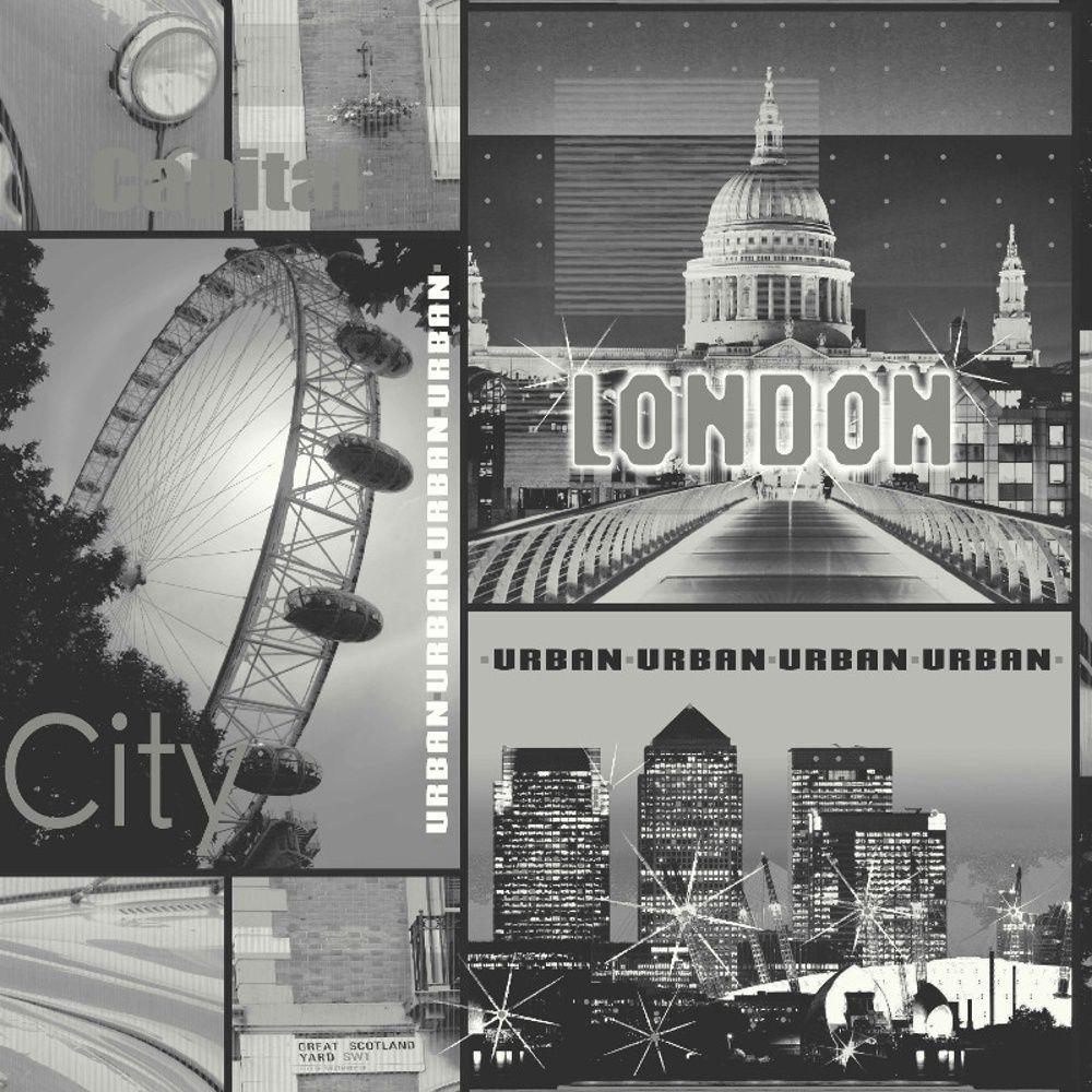 1000x1000 Arthouse Glitter London Motif Black White Photo Mural Wallpaper 650700 White. I Want Wallpaper