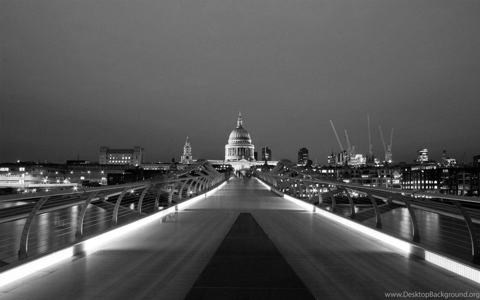 1680x1050 Travel & World Black And White Millennium Bridge London Wallpaper. Desktop Background