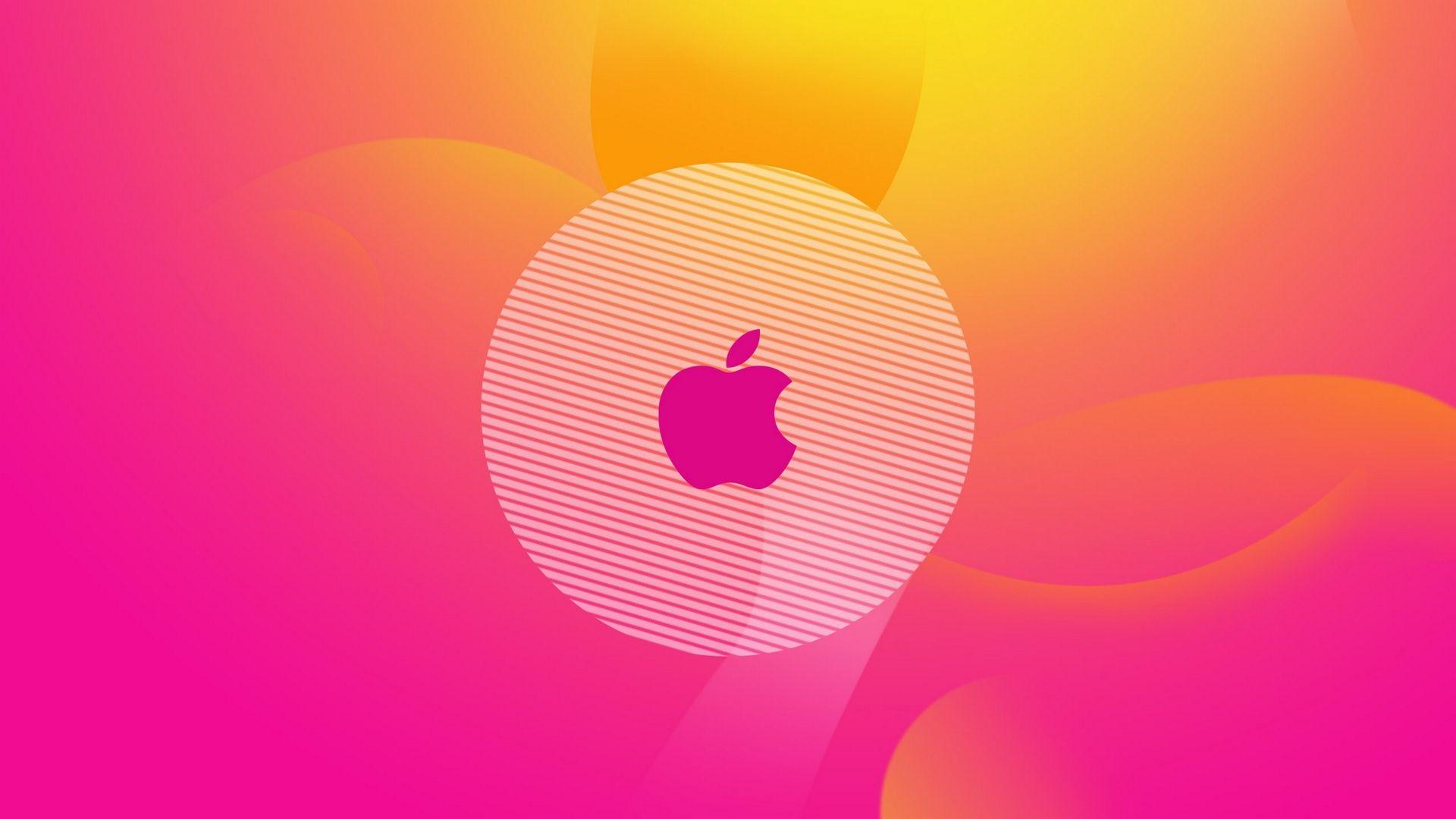 1920x1080 Pink Yellow Bright Apple Logo HD Free Download Wallpaper HQ
