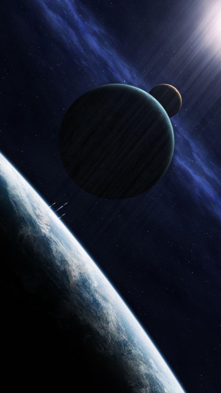 750x1334 Download 750x1334 wallpaper fantasy, dark planets, space, shine, iphone iphone 750x1334 HD image, background, 21642