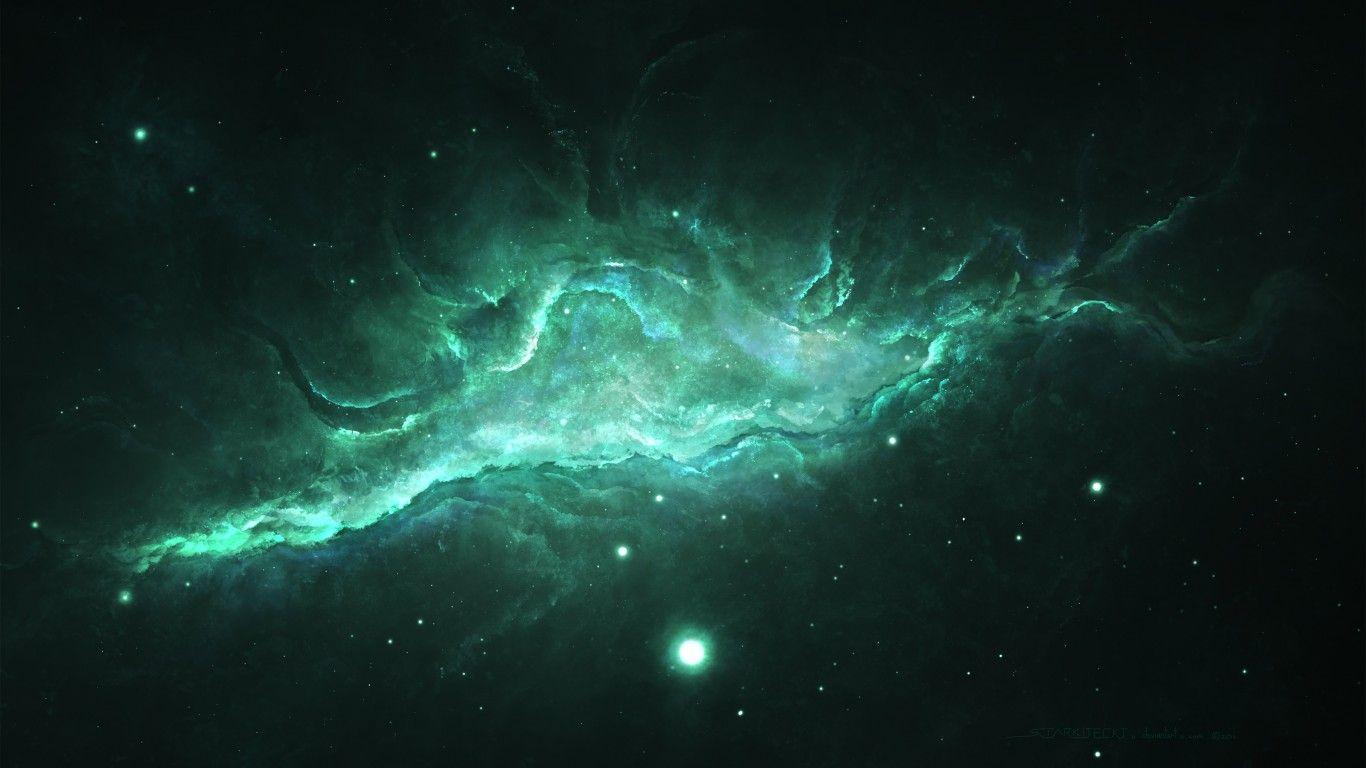 1366x768 Wallpaper Neon Green, Nebula, 4K, Space,. Wallpaper for iPhone, Android, Mobile and Desktop