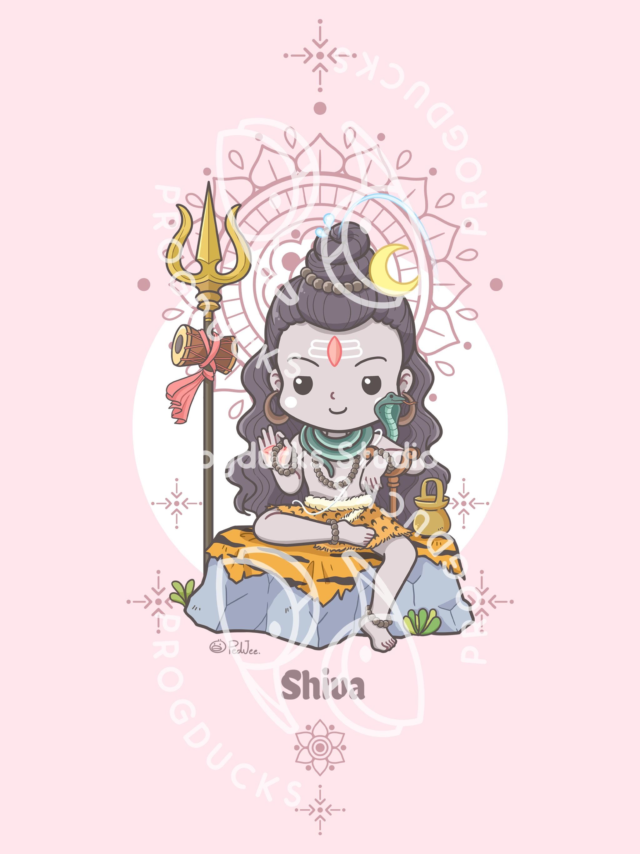 2048x2732 Chibi Shiva Pastel Wallpaper. Hindu Gods Phone and Tablet Unique Wallpaper (Digital Download)