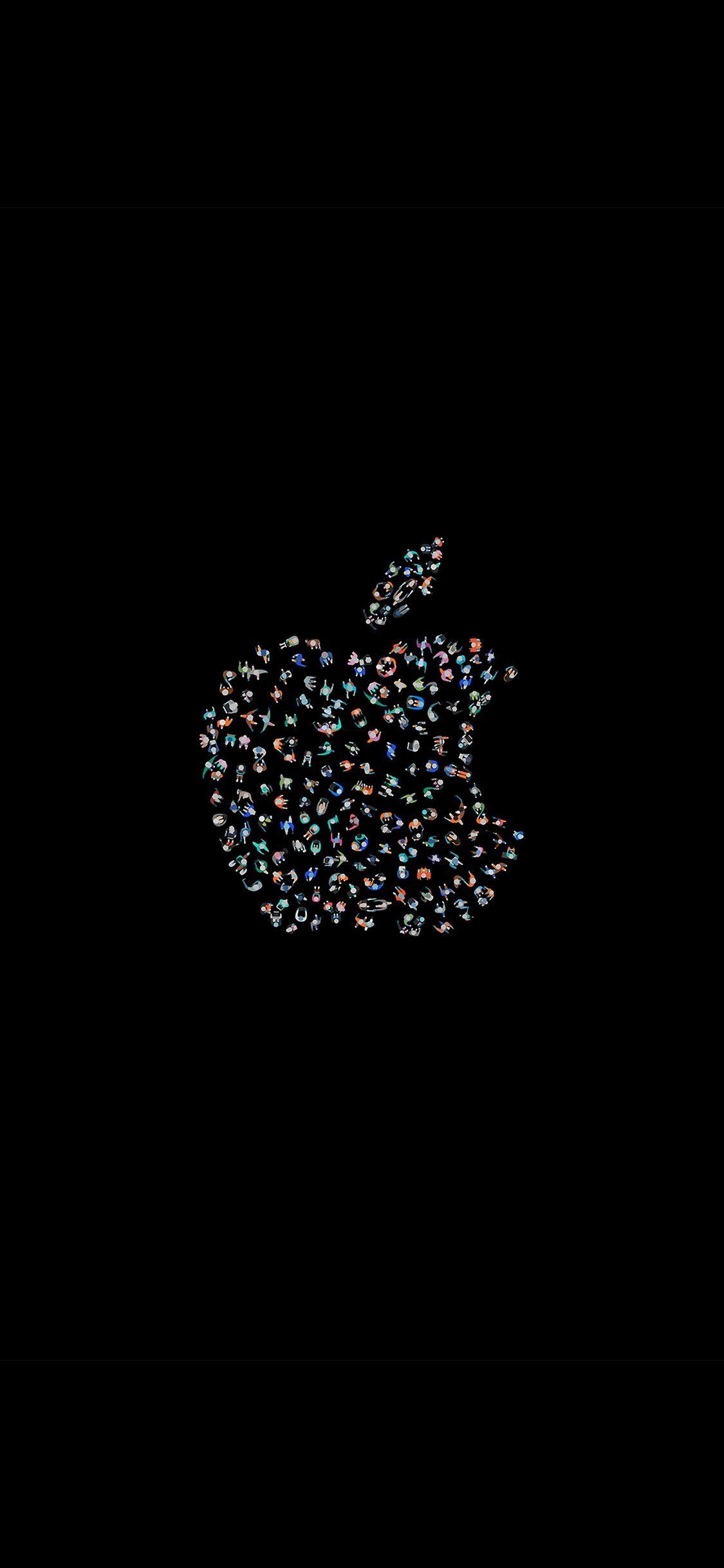 1125x2436 wwdc apple logo dark black minimal illustration art
