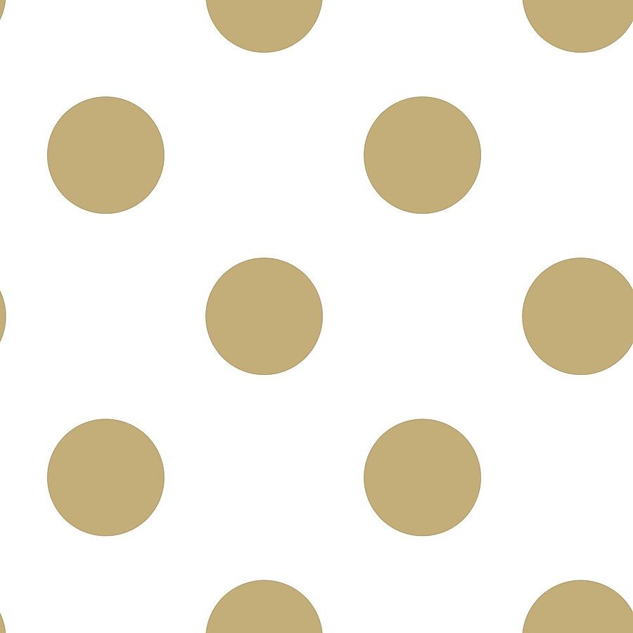 900x900 Graham & Brown Kids At Home 56 Sq Ft White And Gold Paper Polka Dot Unpasted Wallpaper 100105 At