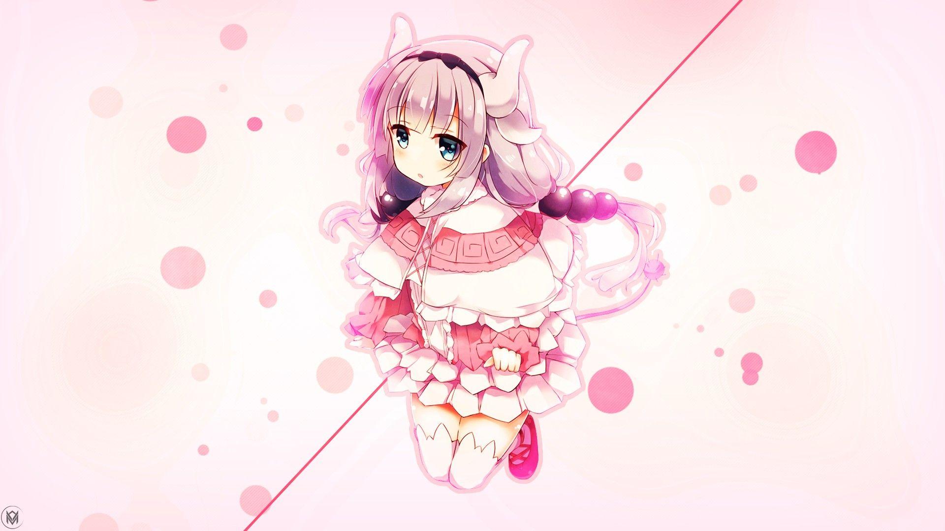 1920x1080 Kanna Kamui (Kobayashi san Chi no Maid Dragon), Bubbles, Lines, Kobayashi san Chi no Maid Dragon, Thigh highs Wallpaper HD / Desktop and Mobile Background