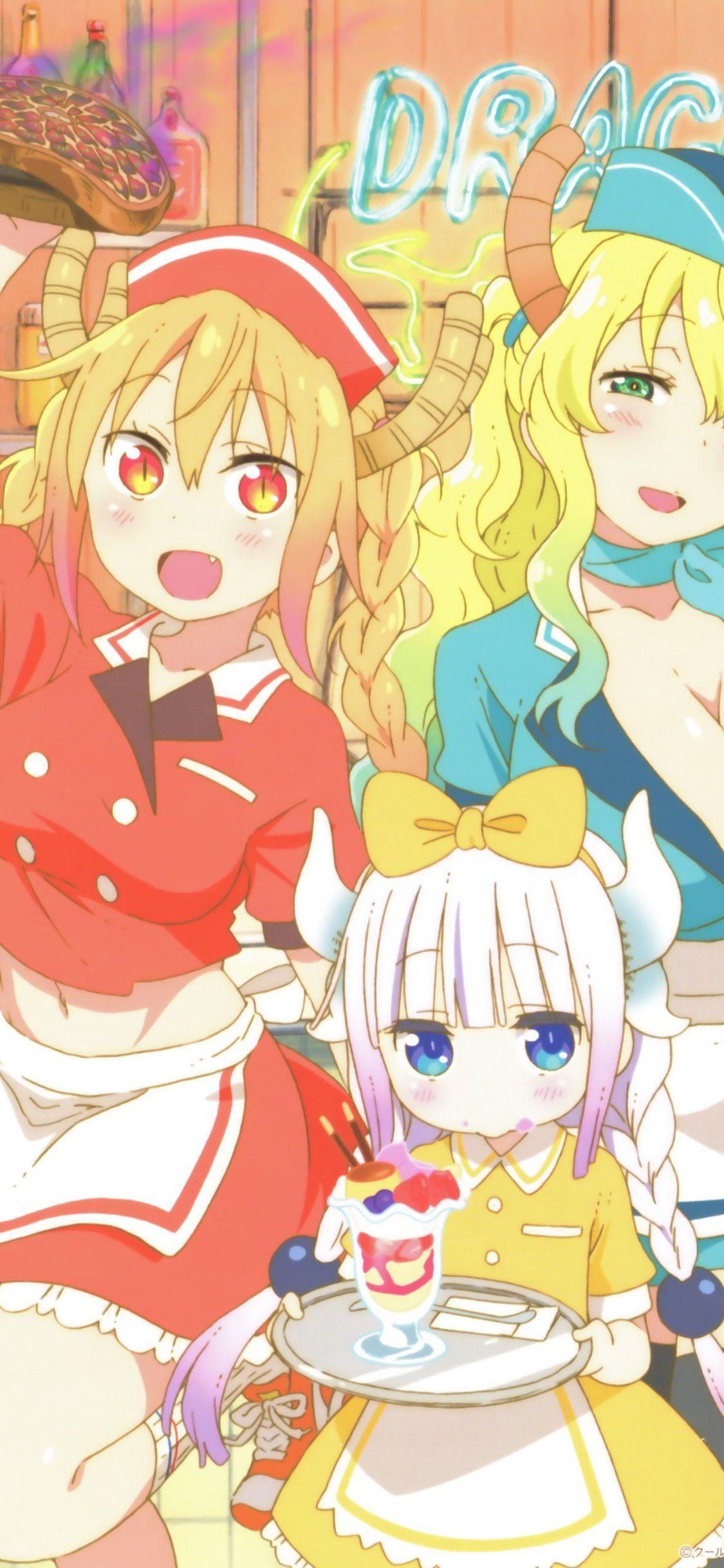 1125x2436 Kanna Kamui, Lucoa, Tohru iPhone X 1125x2436 wallpaper