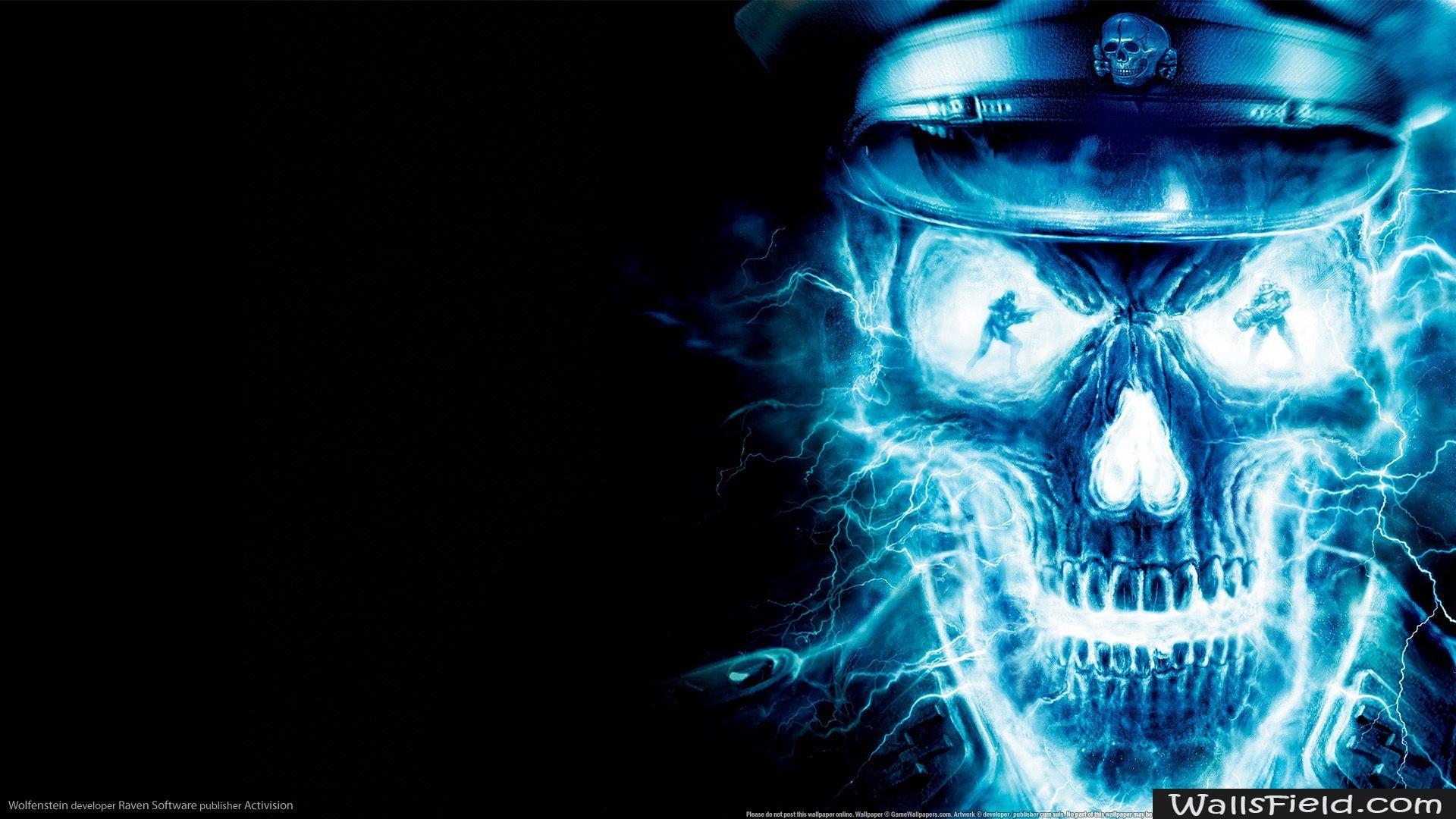 1920x1080 Wolfstein.com. Free HD Wallpaper. Skull wallpaper, Ghost rider wallpaper, Neon wallpaper