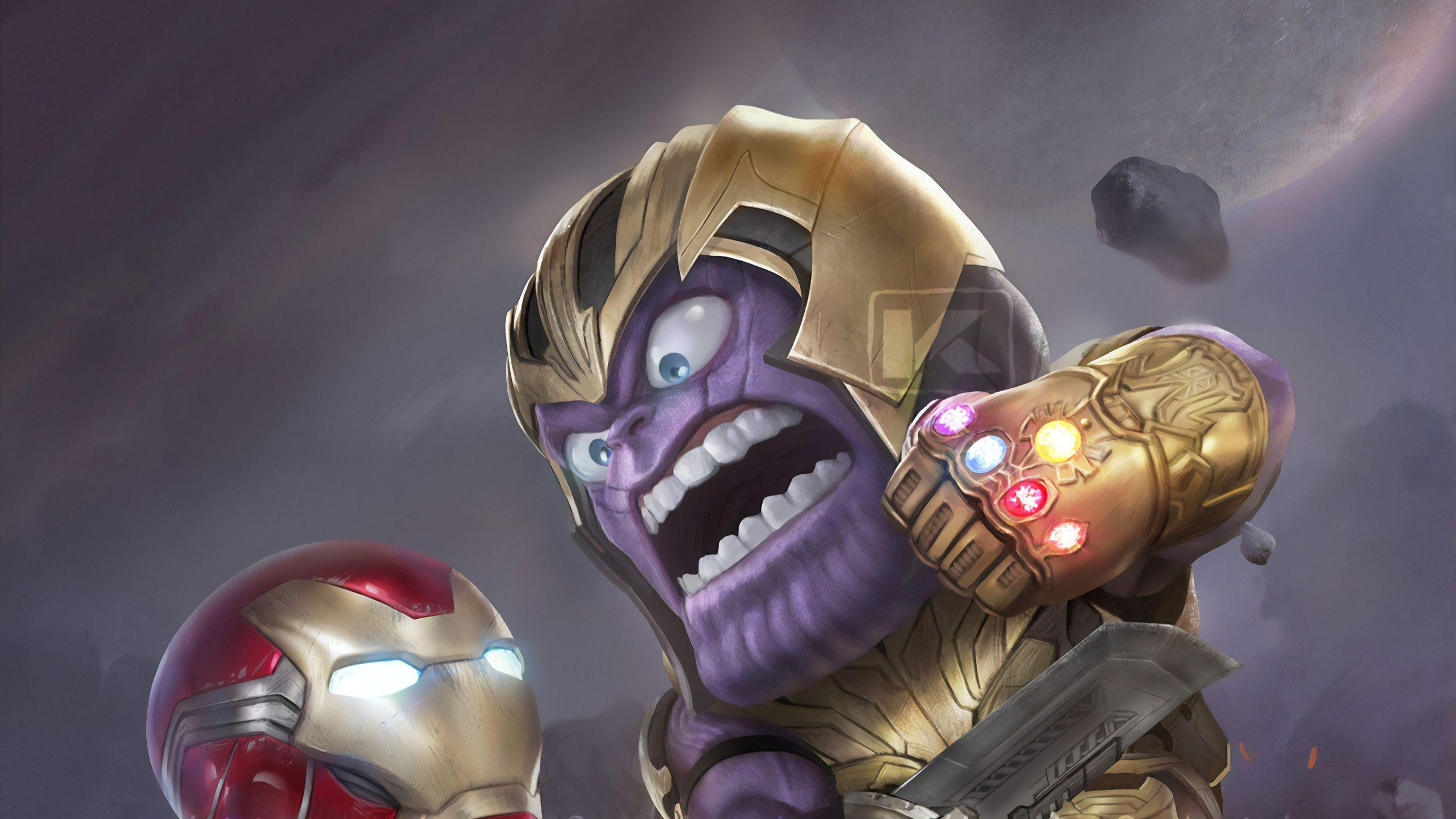 2560x1440 Chibi Iron Man And Thanos 1440P Resolution HD 4k Wallpaper, Image, Background, Photo and Picture