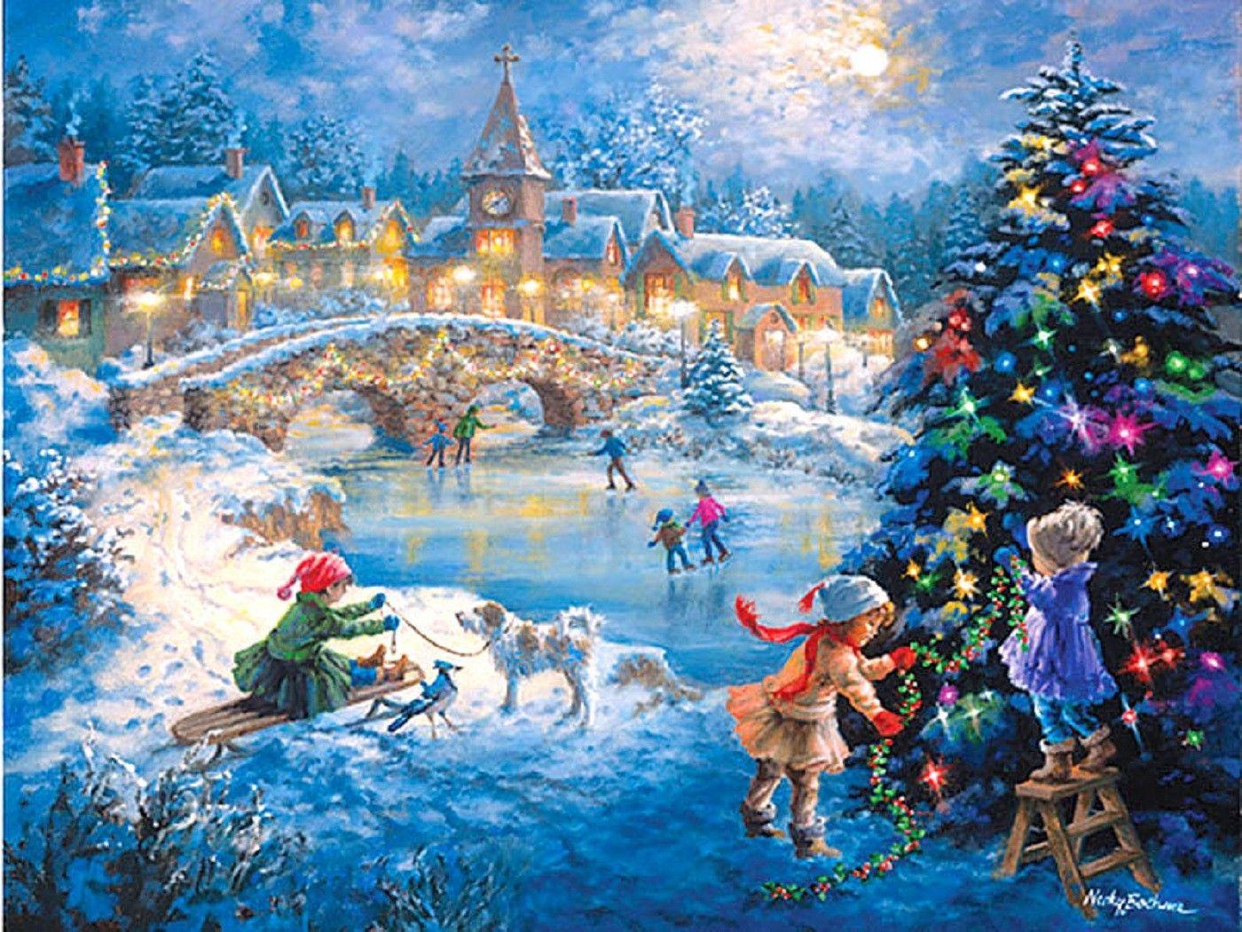 1400x1050 Winter: Greetings Children New Trees Snowman Churches Dreams