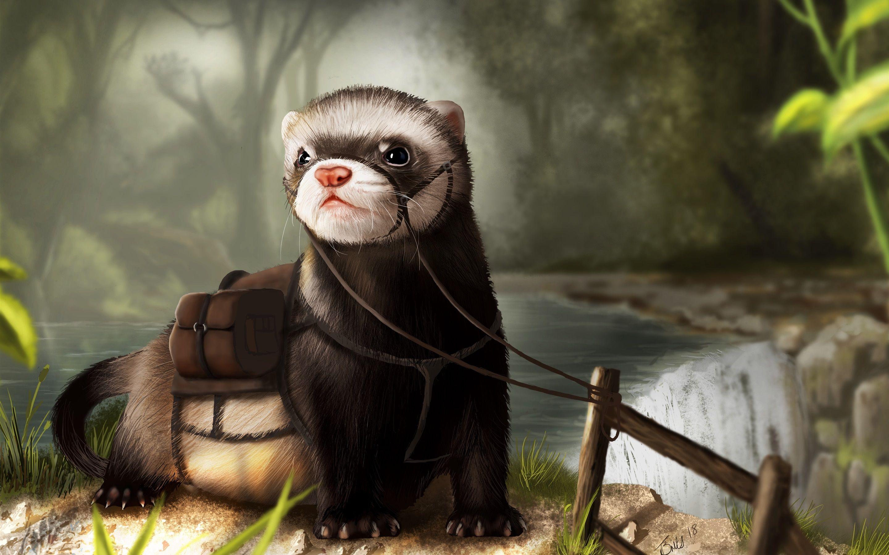 2880x1800 Wallpaper Otter, art drawing 2880x1800 HD Picture, Image