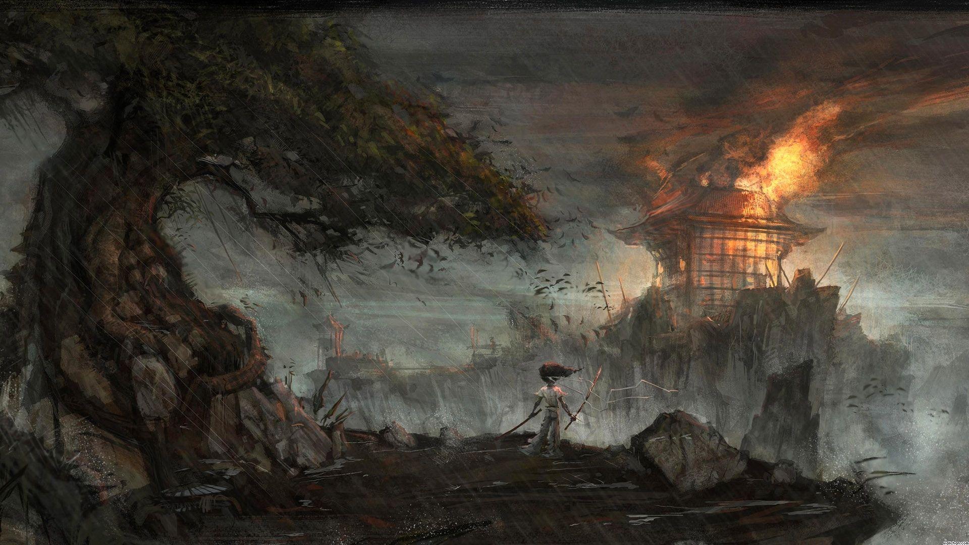 1920x1080 Sandbox, background, scenic, samurai, image