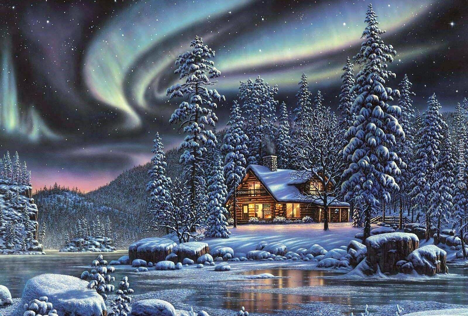 1600x1080 Nature: Scenic Kim Fantasy Aurora Art Snow Nature Landscapes Norlien