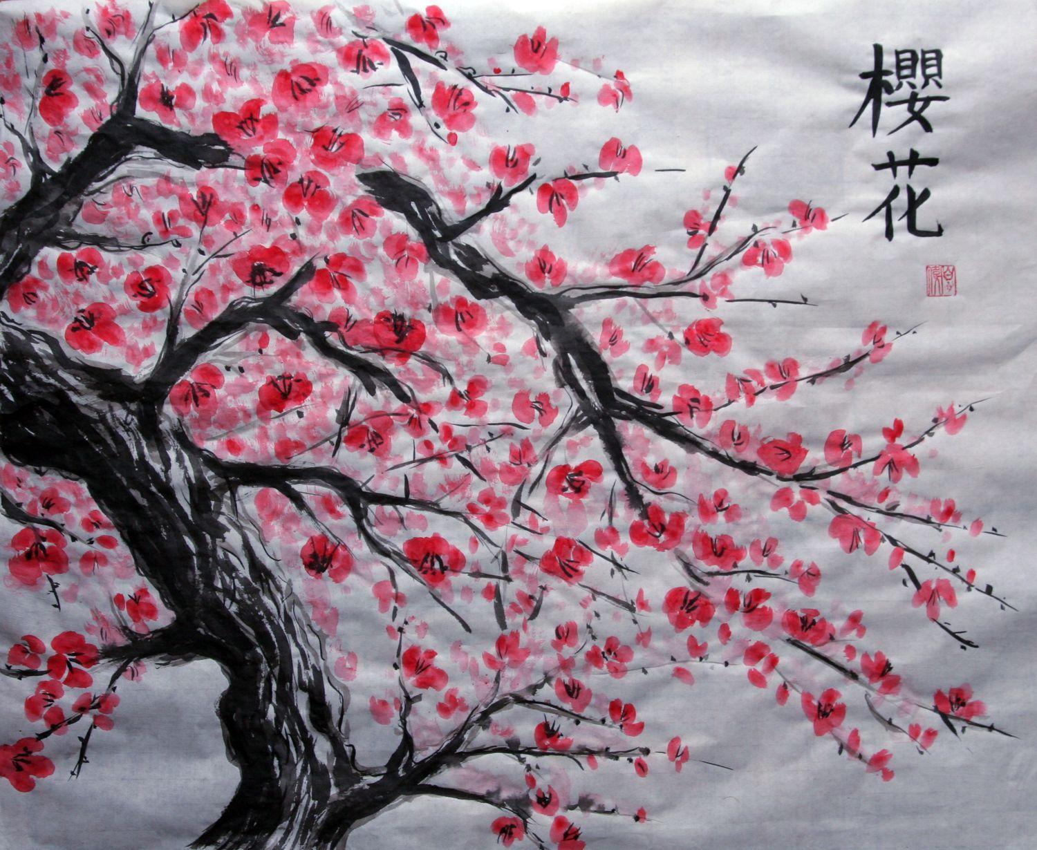 Japanese Cherry Blossom Art Wallpapers - Top Free Japanese Cherry Blossom  Art Backgrounds - WallpaperAccess