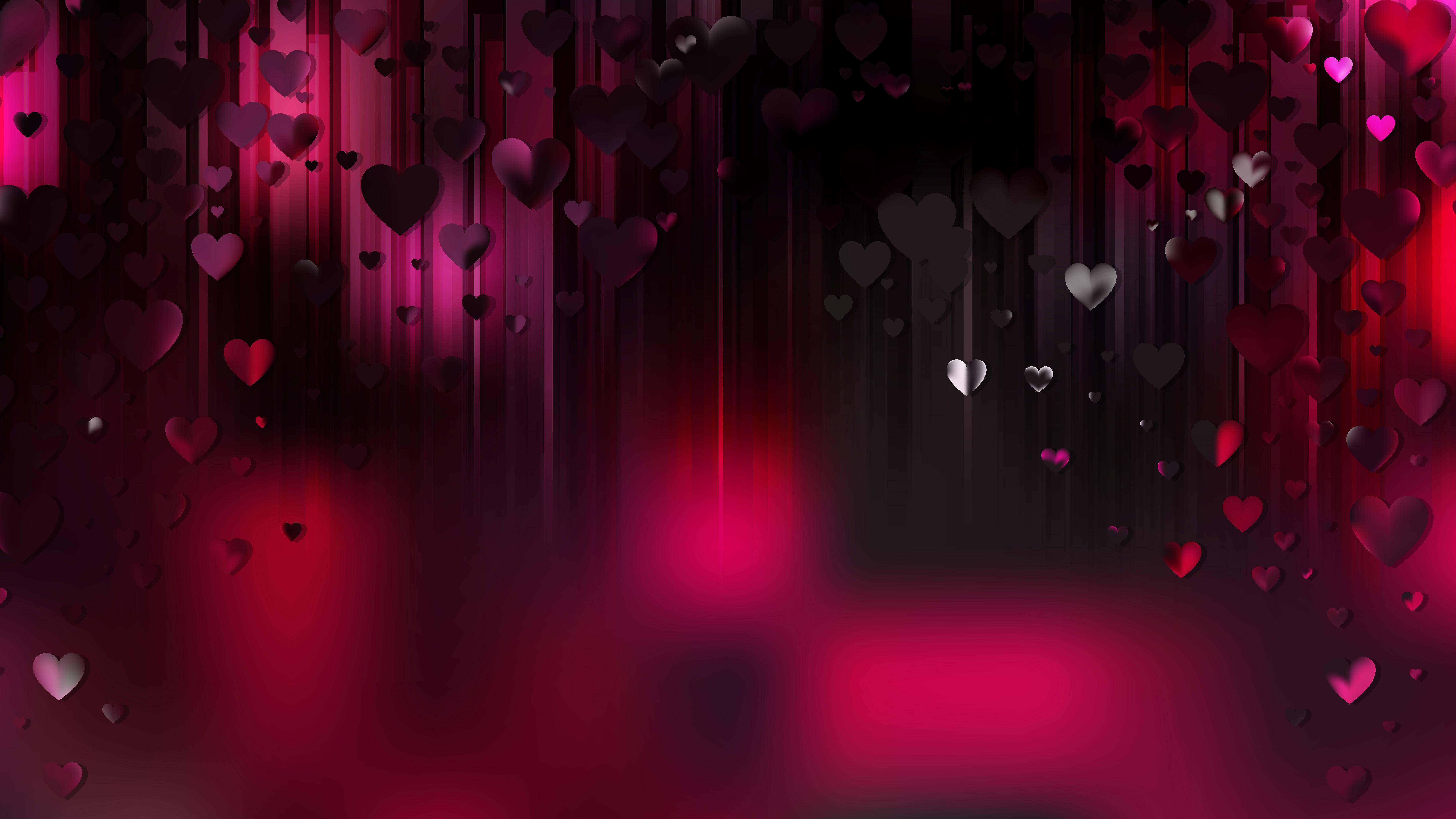 8000x4500 Free Pink and Black Heart Wallpaper Background