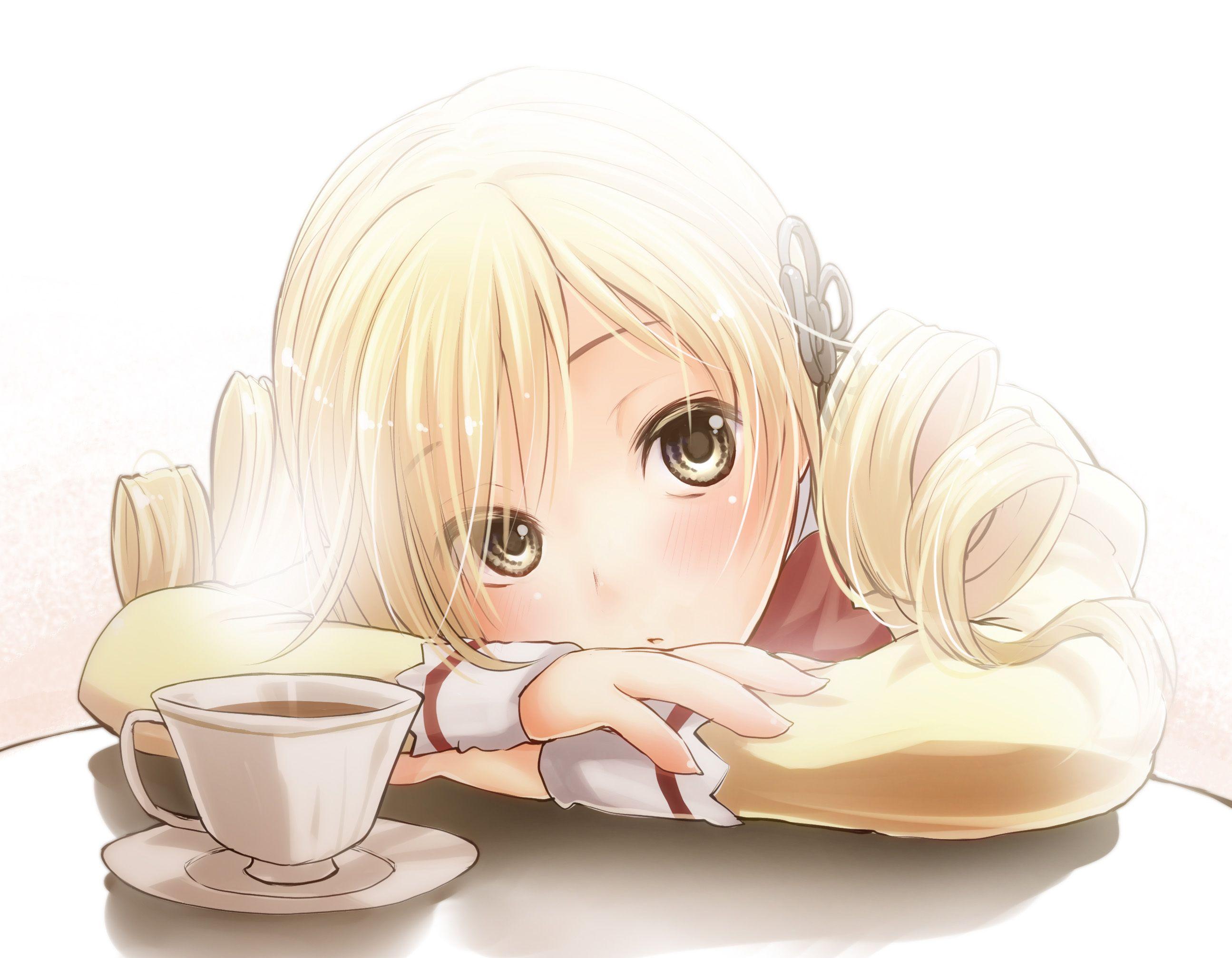 2590x2014 anime, mood, breakfast, sadness, girl, tea desktop wallpaper 28486