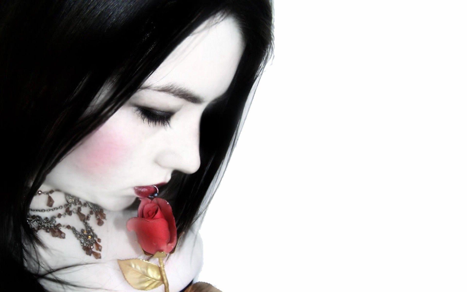 1920x1200 Pale, Sad, Rose, Widescreen, Macbook, Download Comic Wallpaper, cartoon Wallpaper, Flower, Gothic, Brunette, Women, Sorrow, dark, Mood