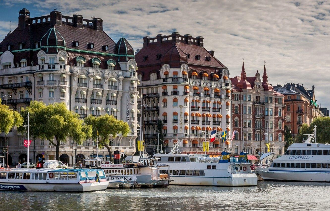 1332x850 Wallpaper building, pier, port, Stockholm, Sweden, promenade, Sweden, Stockholm, ships, Rival, Norrmalm, Esplanade and Diplomat Hotels image for desktop, section город