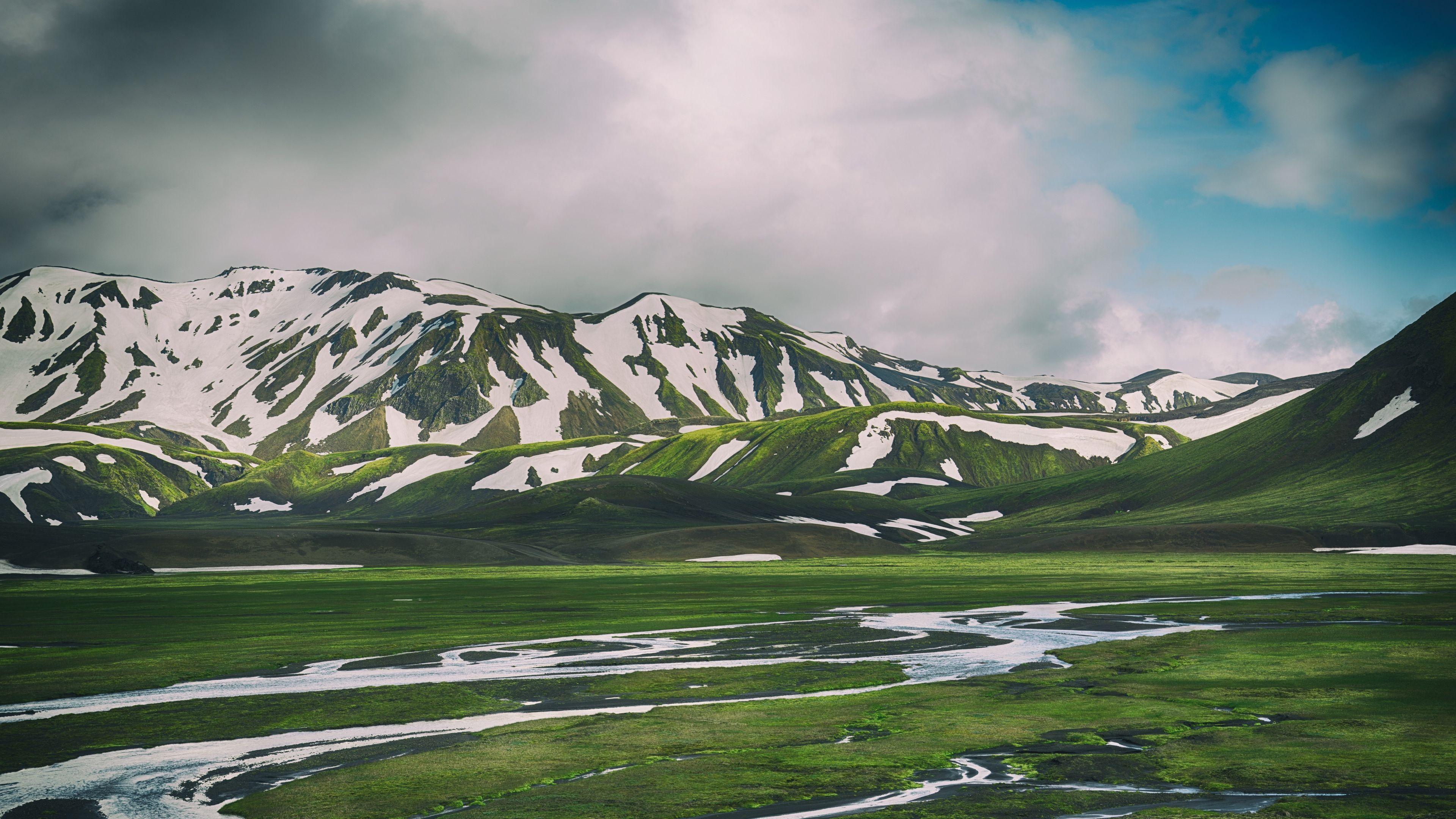 3840x2160 Wallpaper 4k landmannalaugar, iceland, mountains, grass 4k Iceland, landmannalaugar, Mountains
