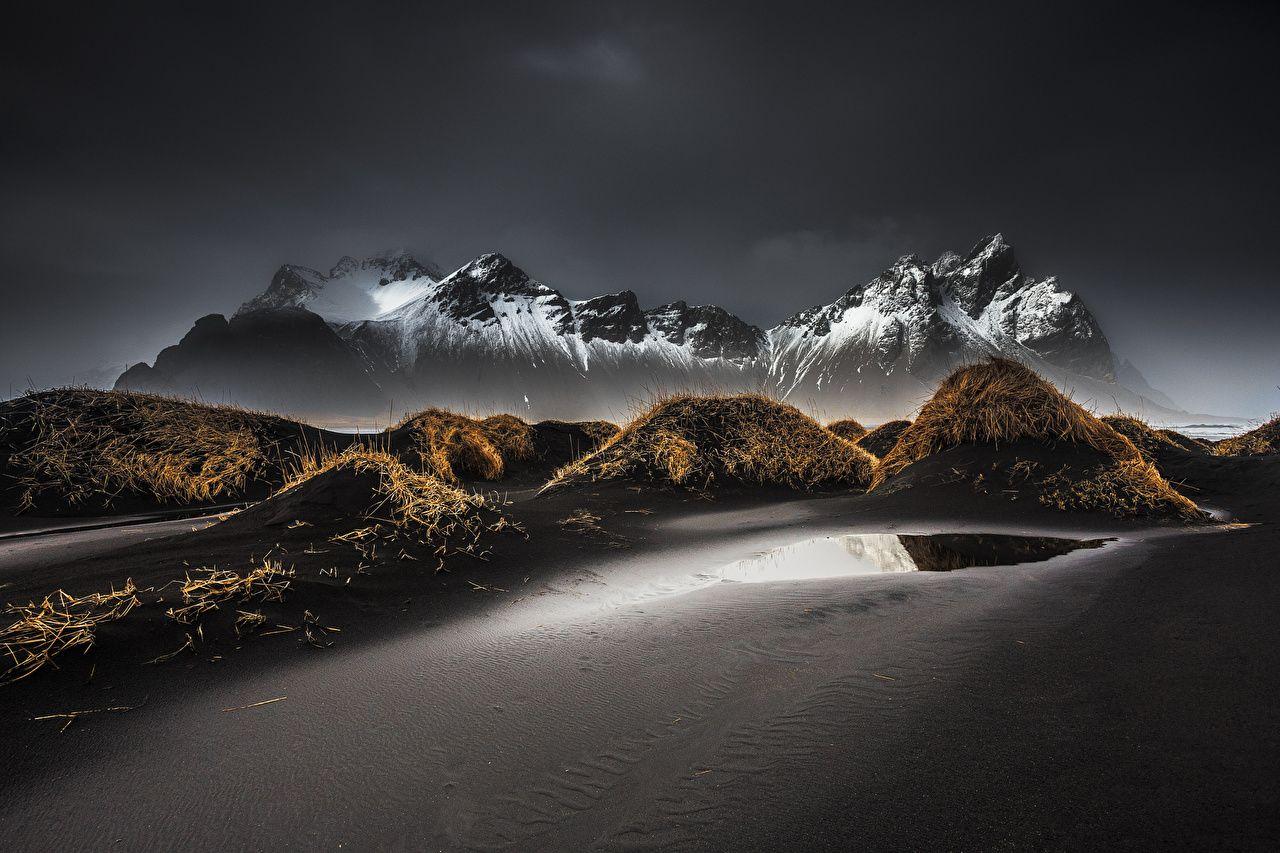 1280x853 Photos Iceland Vestrahorn Stockksness Nature Mountains Sand