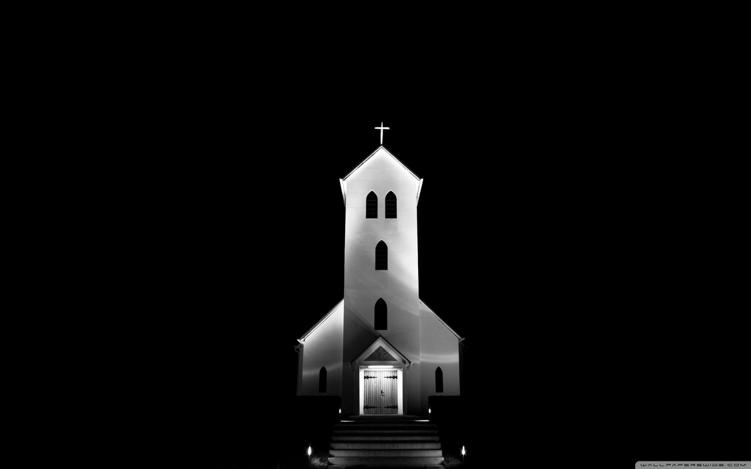 2560x1600 Download Church at Night, Iceland UltraHD Wallpaper