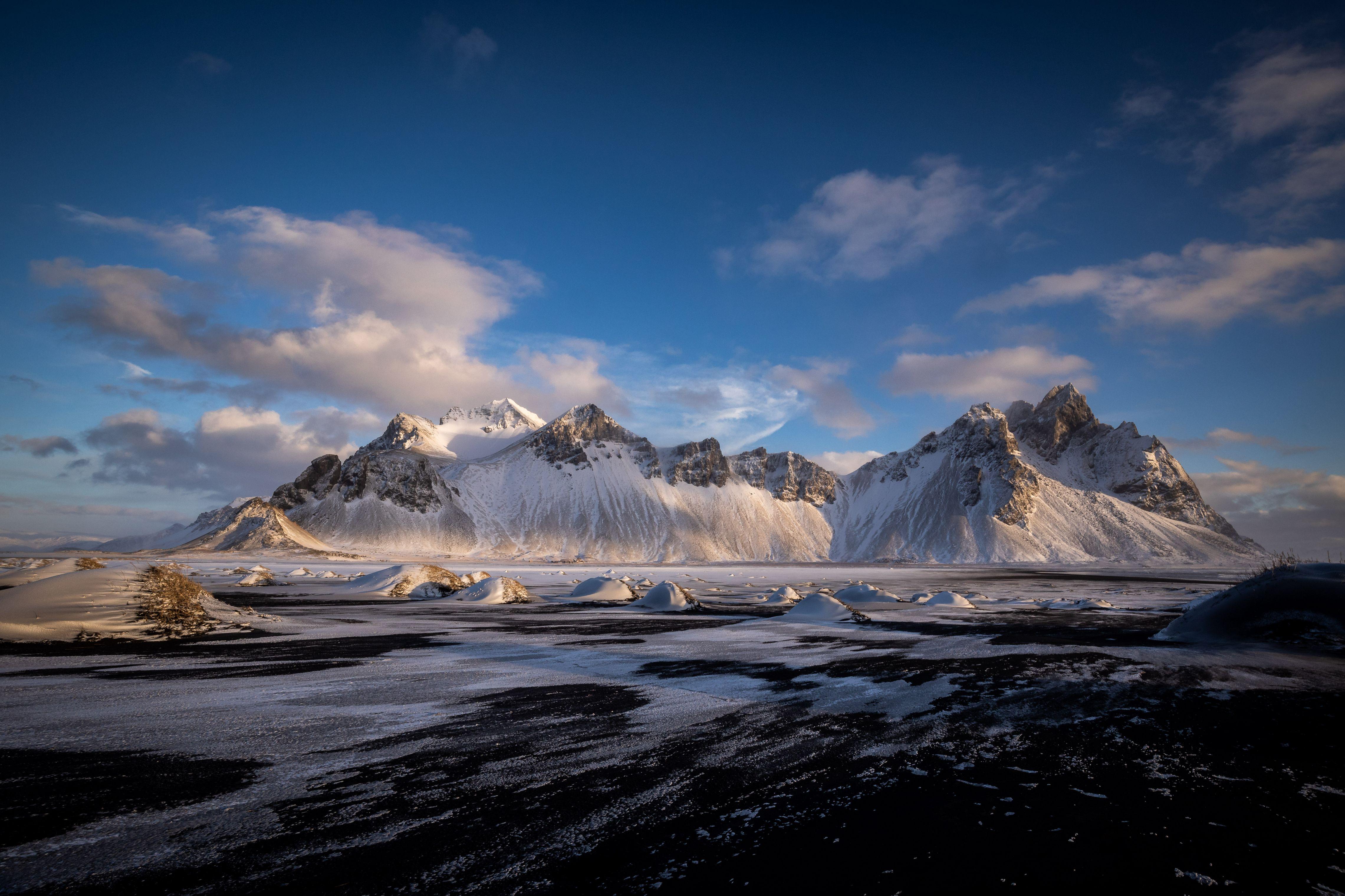 4562x3042 Hofn Vestrahorn Clouds Iceland Mountains 4k 1366x768 Resolution HD 4k Wallpaper, Image, Background, Photo and Picture