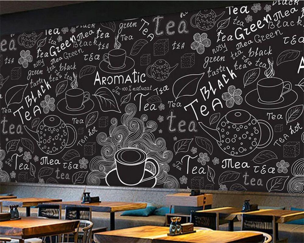 1000x800 beibehang 3D custom artwork hand draw blackboard black and white coffee shop wallpaper bar restaurant restaurant wallpaper
