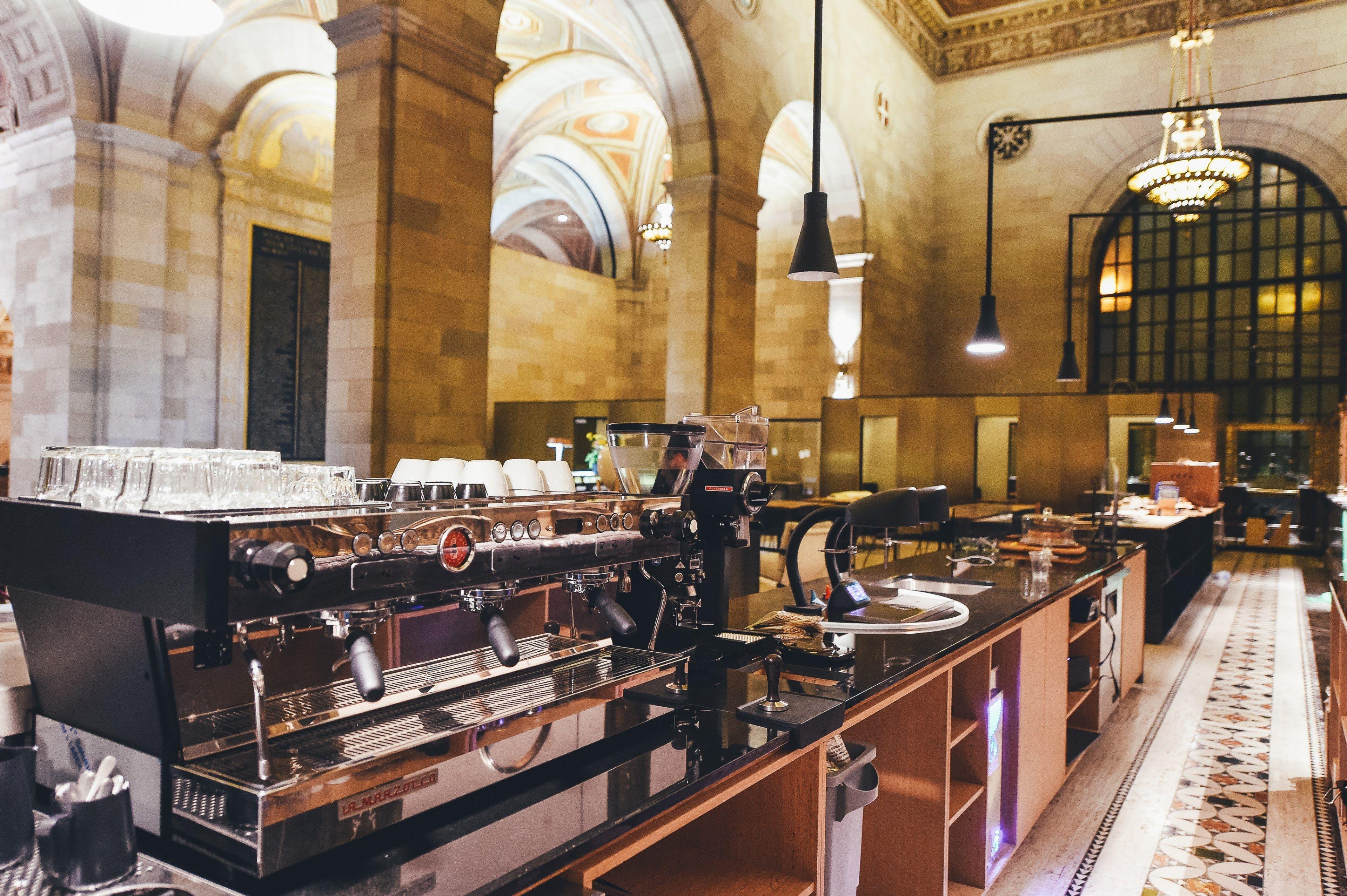 3840x2556 Wallpaper / coffee machine coffee shop cafe and pillar HD 4k wallpaper