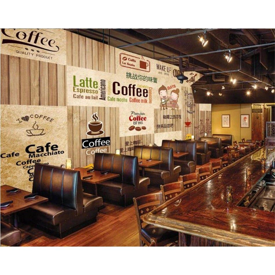 950x950 European Coffee House Restaurant Wall Paper 3D Leisure Bar Cafe Industrial Decor Wood Textured Background Mural Wallpaper 3D