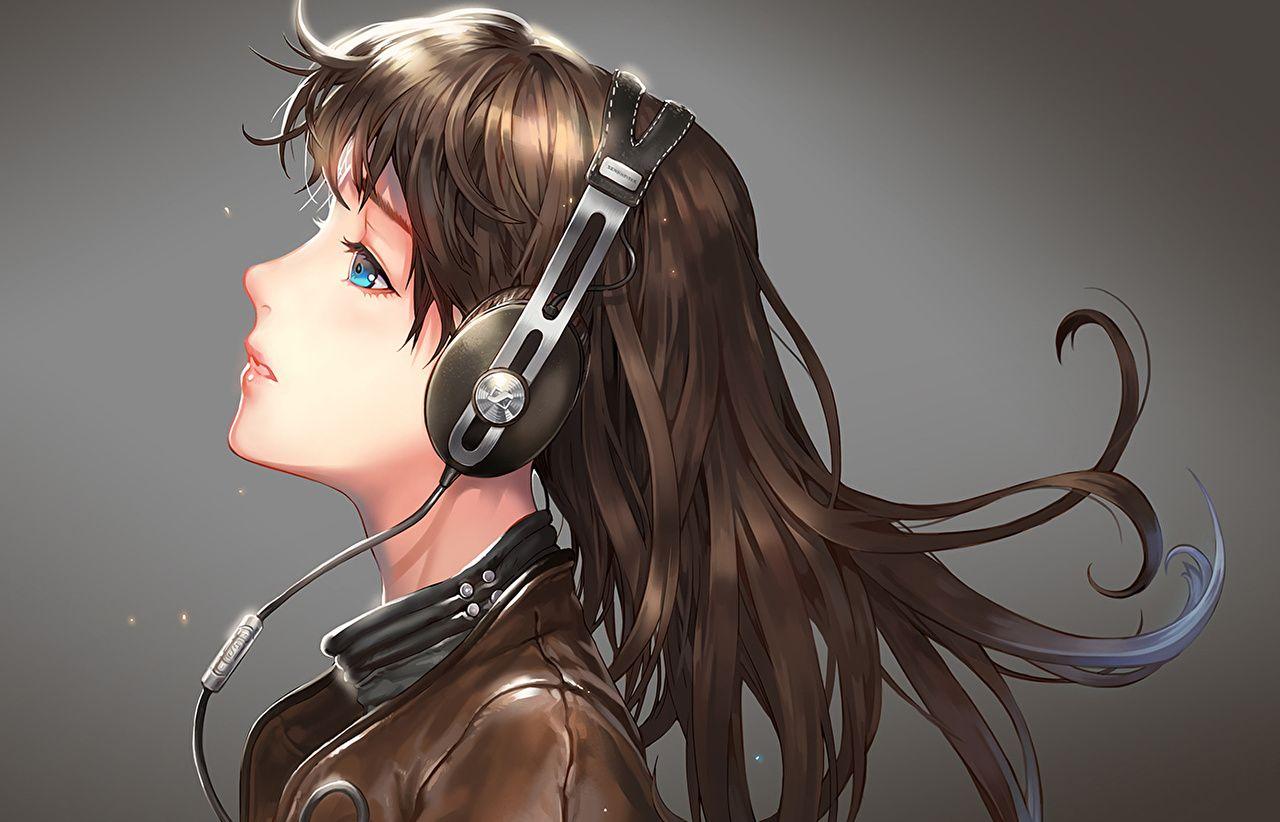1280x822 Picture Headphones sennheiser Hair Girls Anime