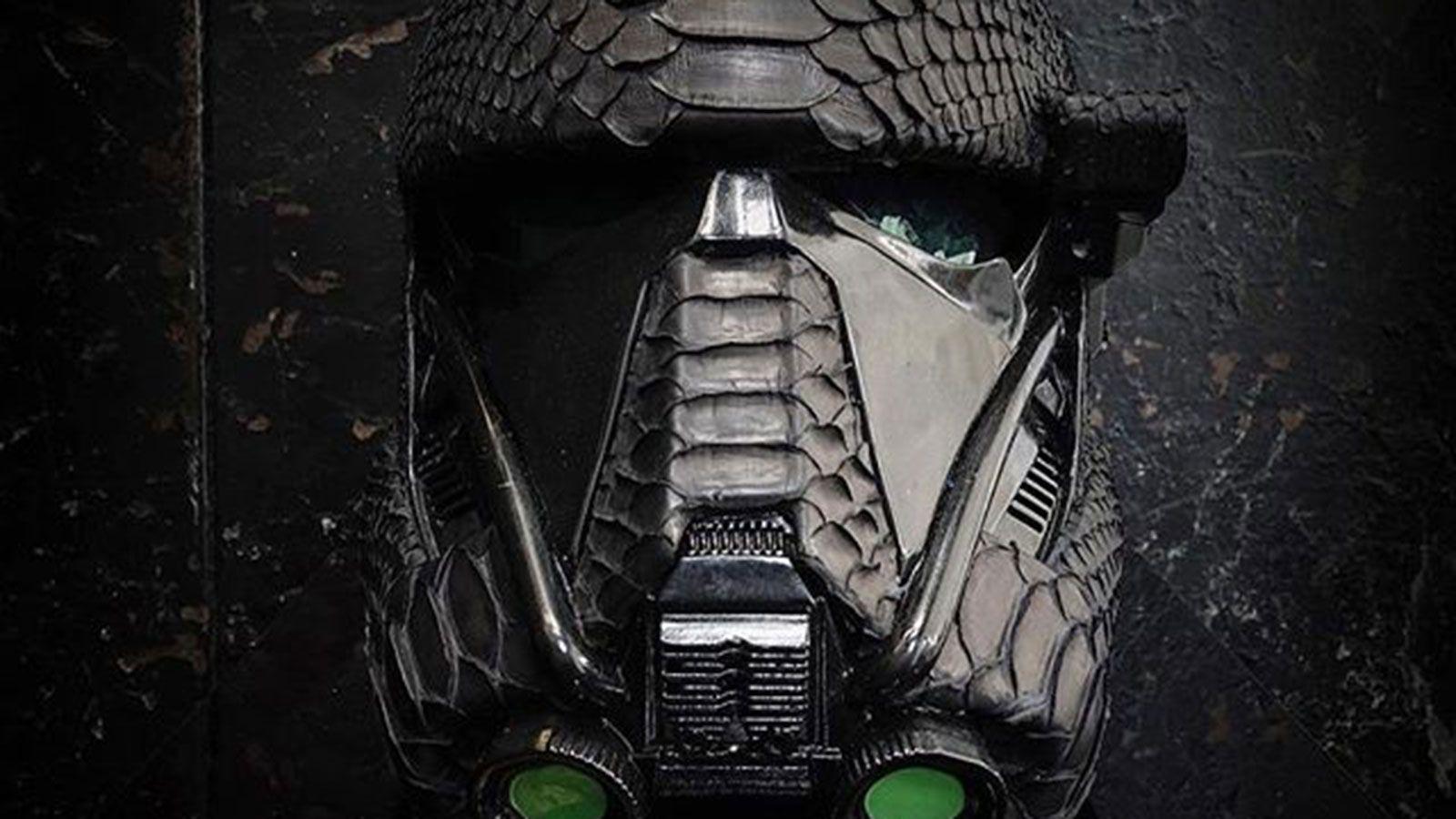 1600x900 DEATH TROOPER HELMET WRAPPED IN PYTHON SKIN. Muted