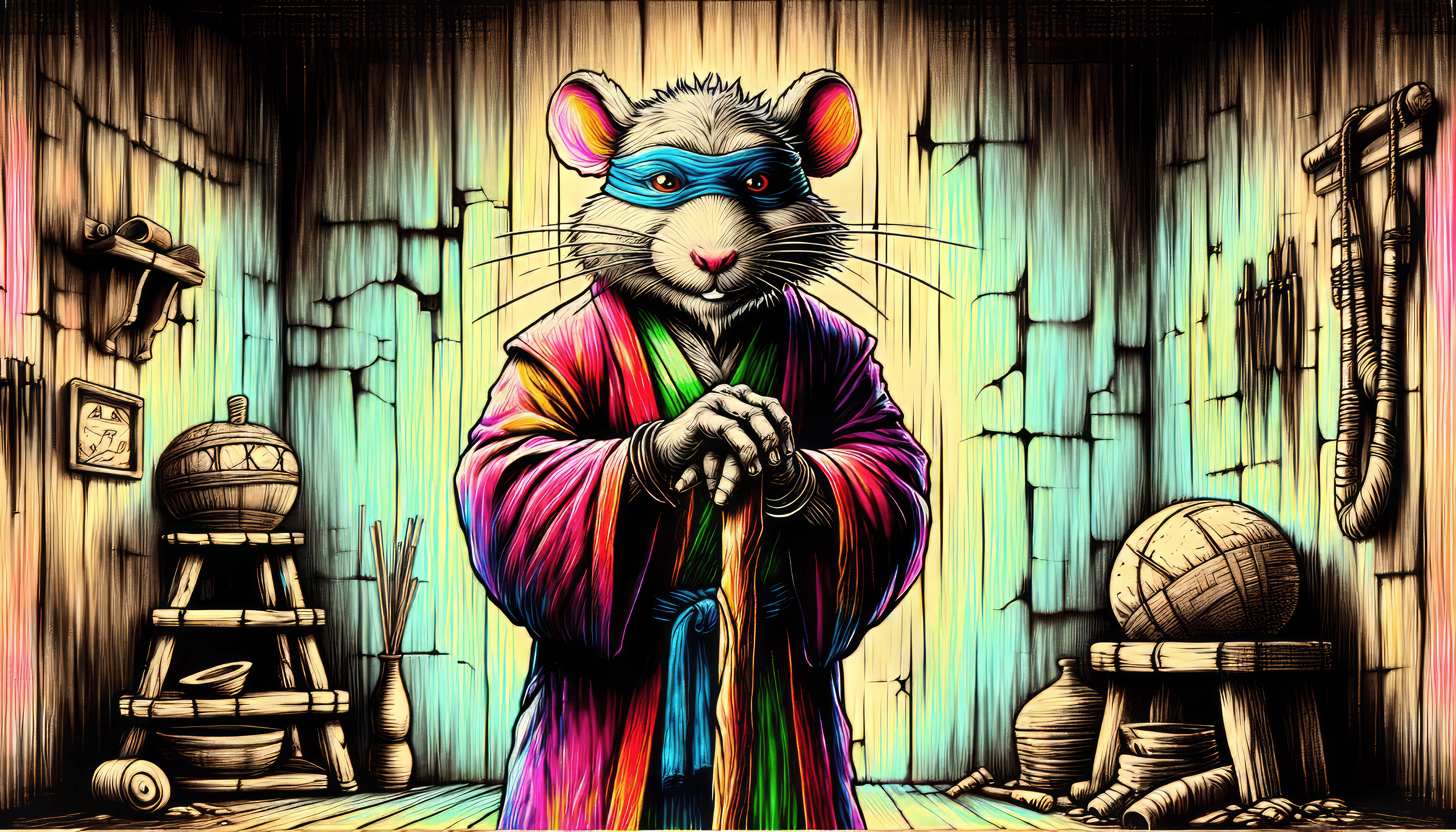 3584x2048 HD Splinter TMNT Wallpaper Sensei Art