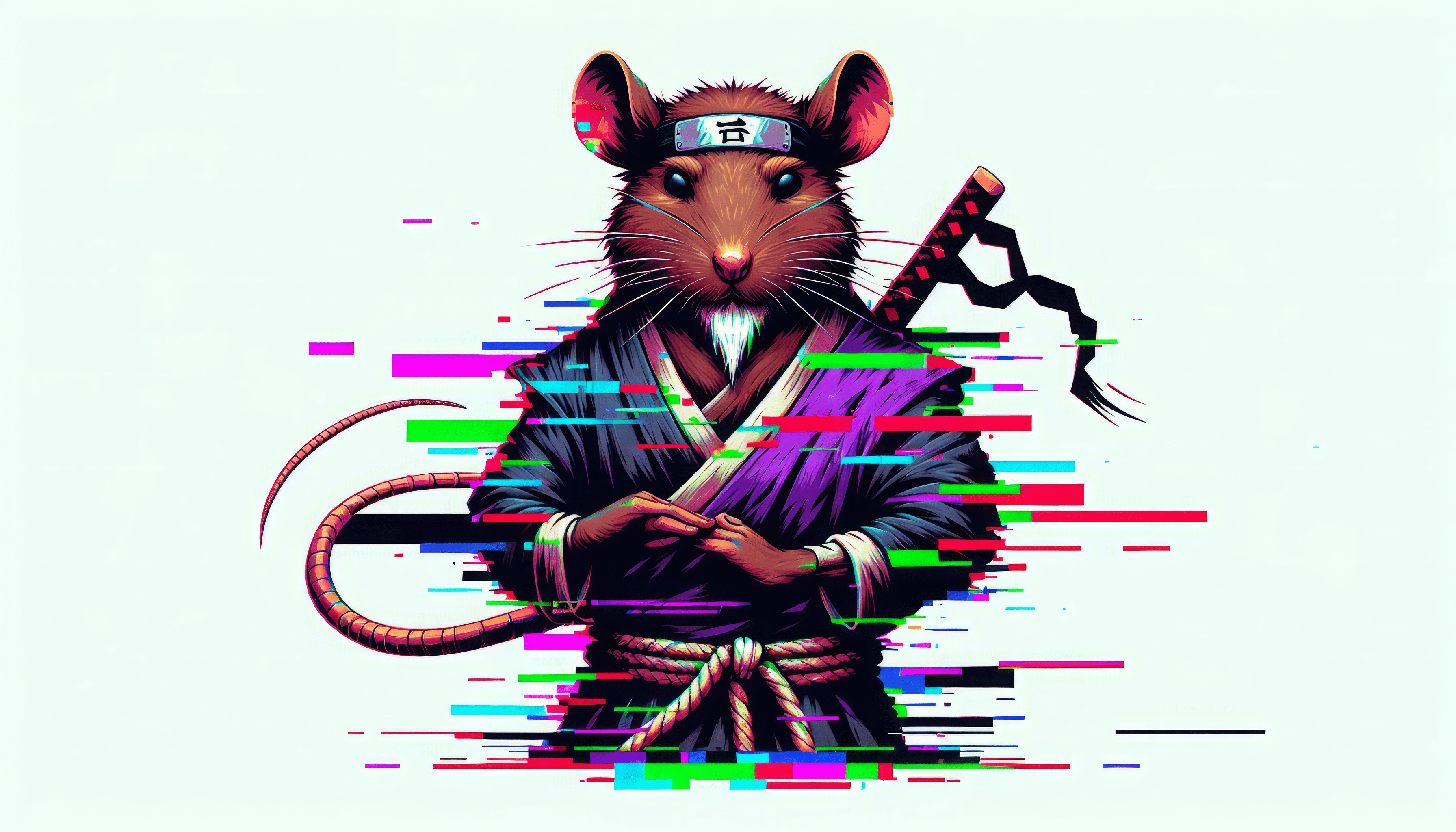 3584x2048 Splinter TMNT Glitch Art HD Wallpaper