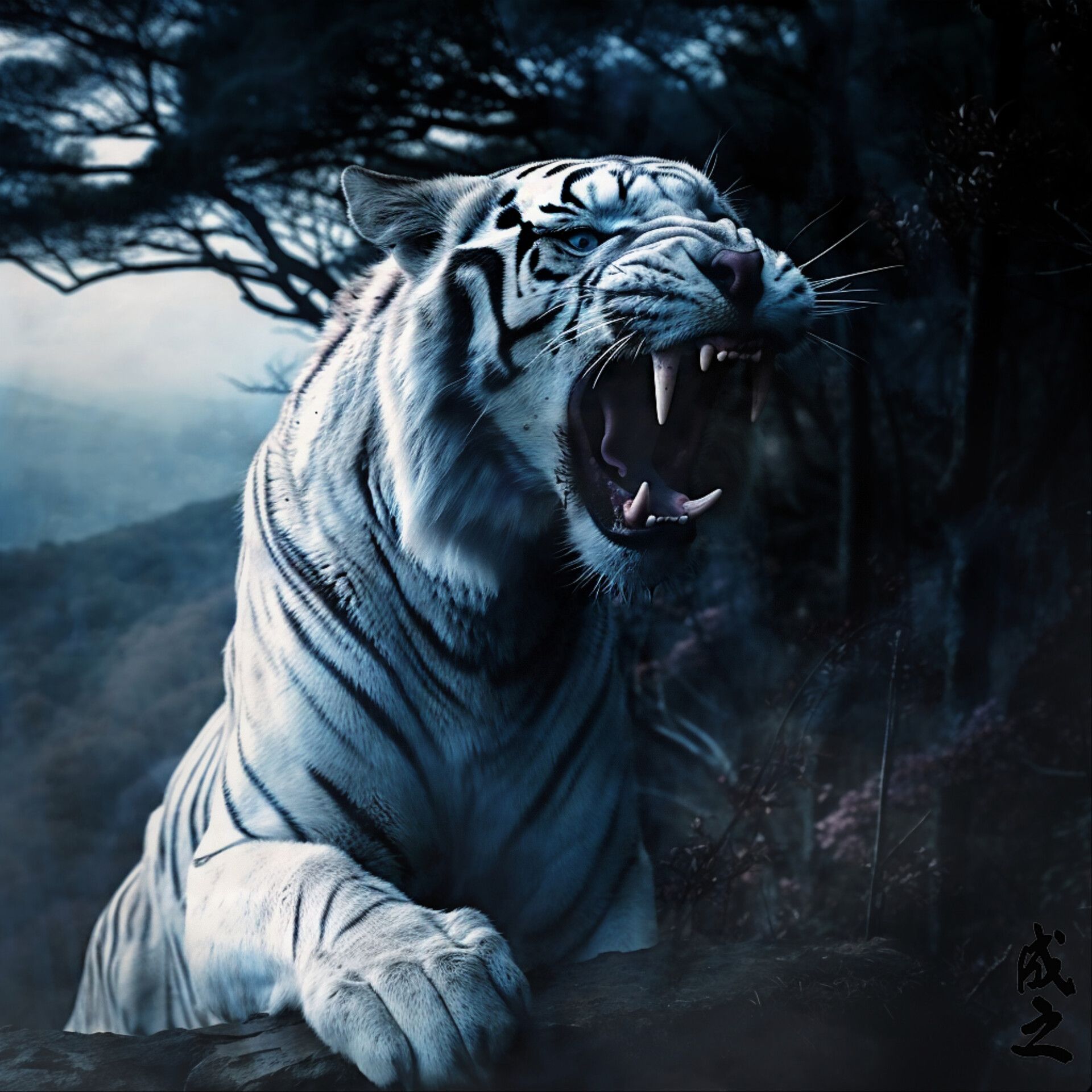 1920x1920 Byakko (One Of Japanese Four Divine Beasts White Tiger Of The West)