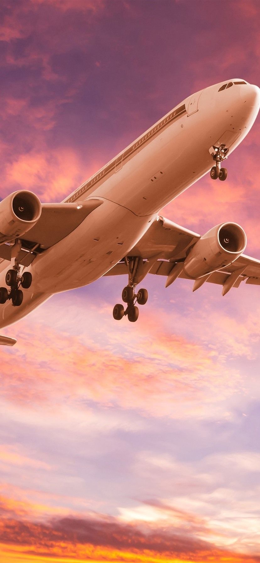 828x1792 Airplane, Take Off, Dusk, Sunset, Clouds, Silhouettes 1080x1920 IPhone 8 7 6 6S Plus Wallpaper, Background, Picture, Image