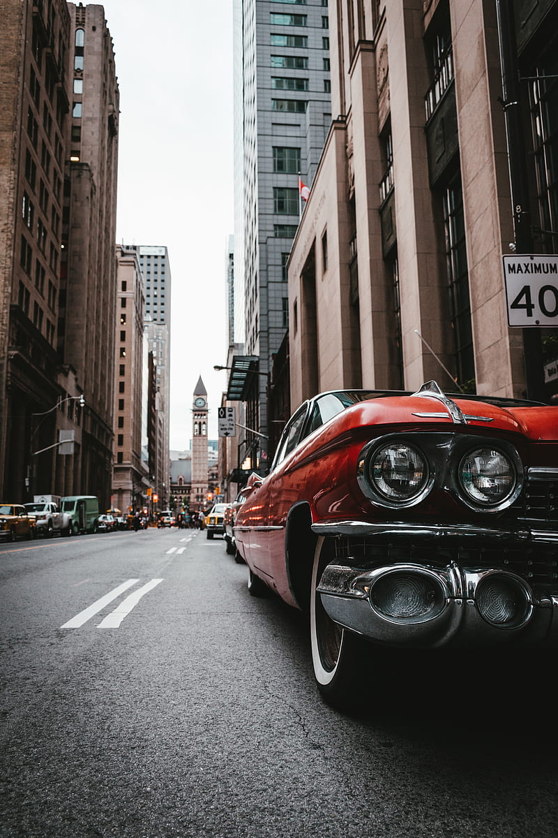 800x1200 Car, old, street, city, metropolis, HD phone wallpaper