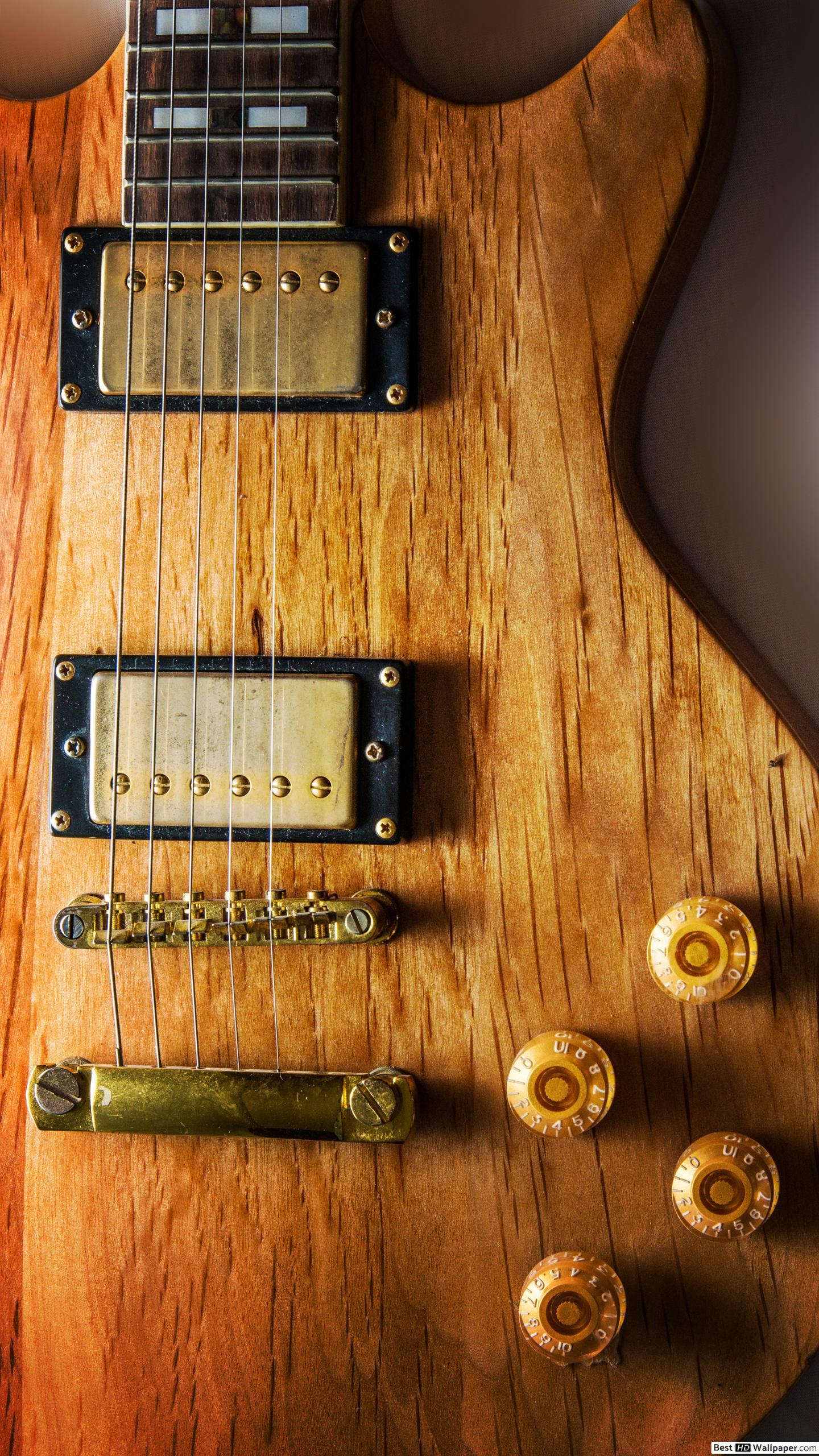 1440x2560 Wooden electric guitar HD wallpaper download