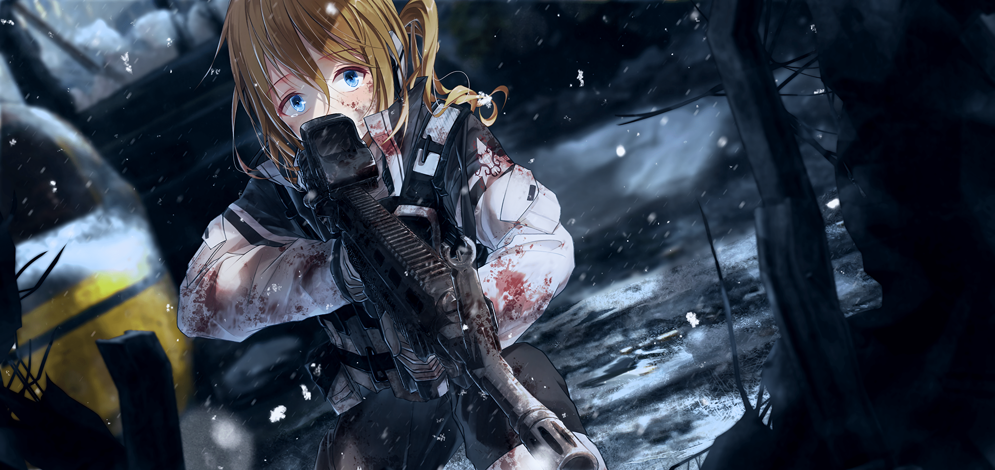 3200x1512 #anime girls, #anime, #war wallpaper. Mocah HD Wallpaper