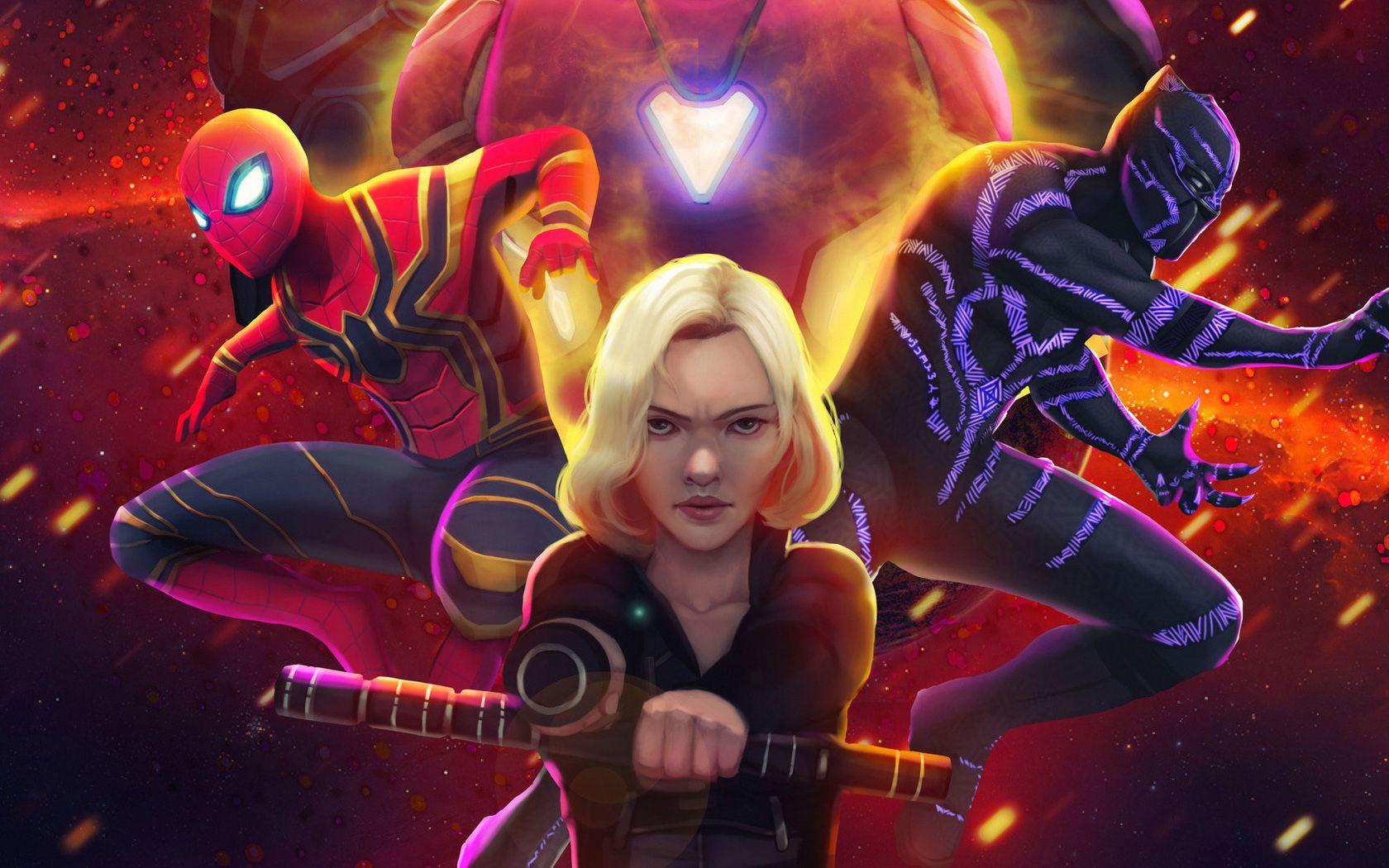 1680x1050 Spiderman Black Widow Black Panther In Avengers Infinity War 1680x1050 Resolution HD 4k Wallpaper, Image, Background, Photo and Picture