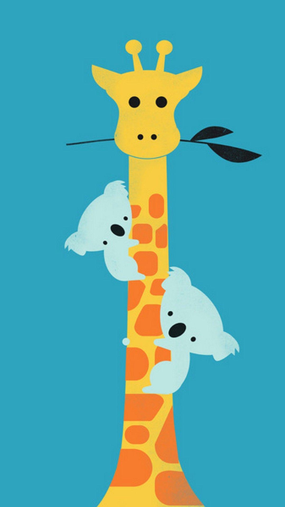 1080x1920 Cute Giraffe Wallpaper For iPhone. Cartoon wallpaper iphone, Gallery wrap canvas, Tree canvas